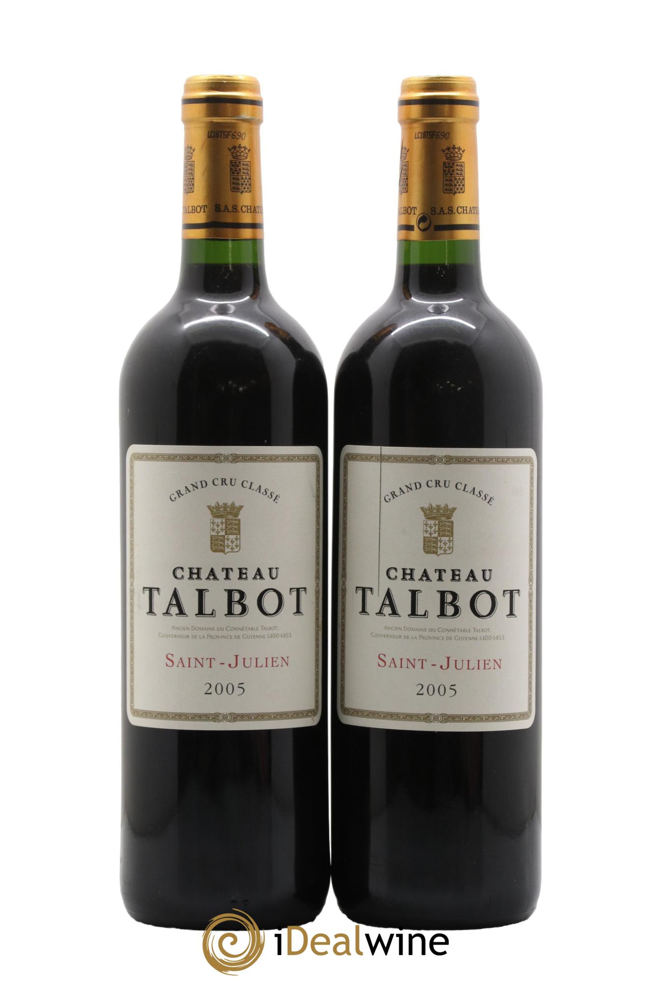 Château Talbot 4ème Grand Cru Classé 2005 - Lot of 2 bottles - 0