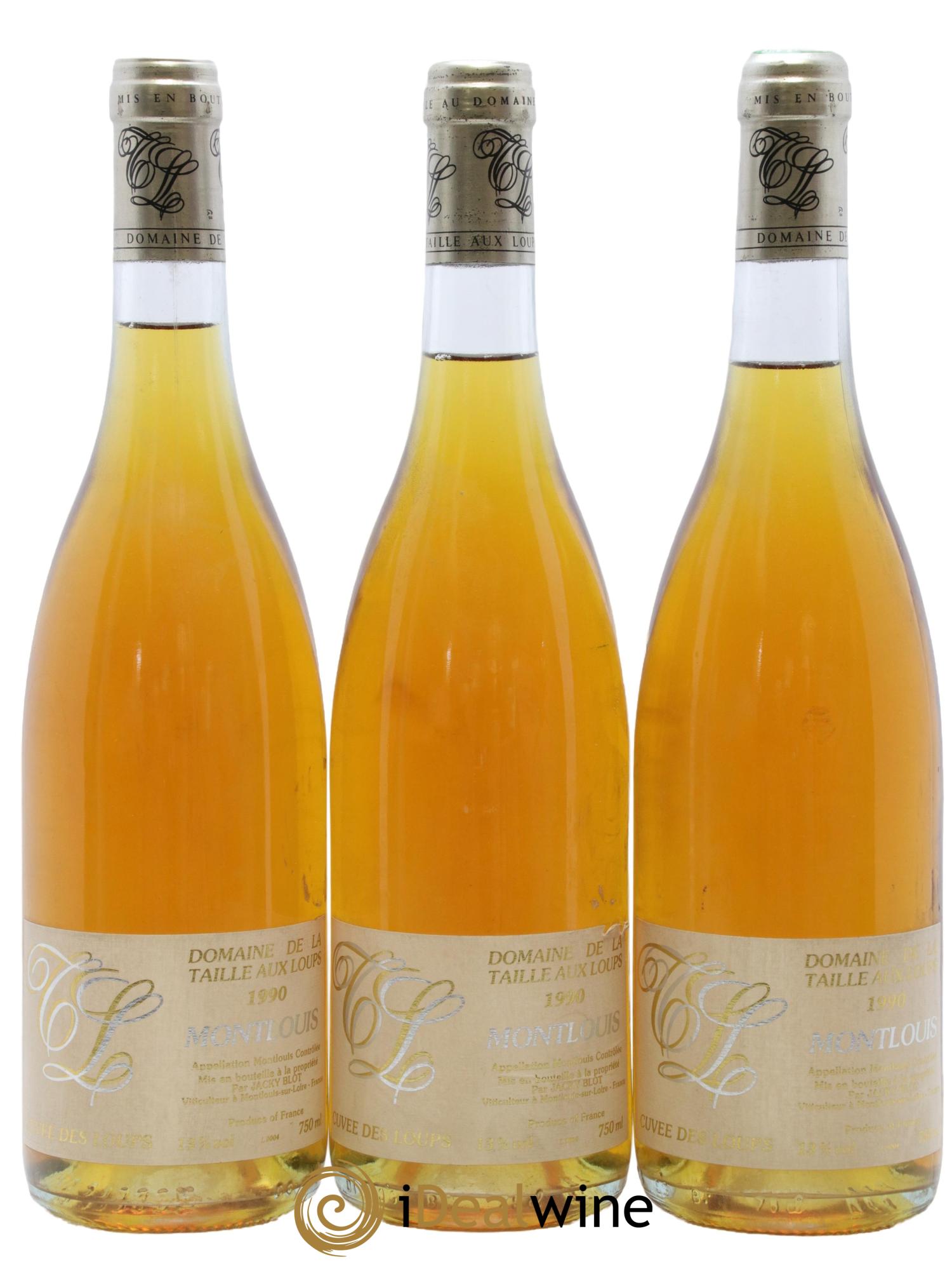 Montlouis-sur-Loire Cuvée des Loups La Taille aux Loups - Jacky Blot 1990 - Lot of 3 bottles - 0