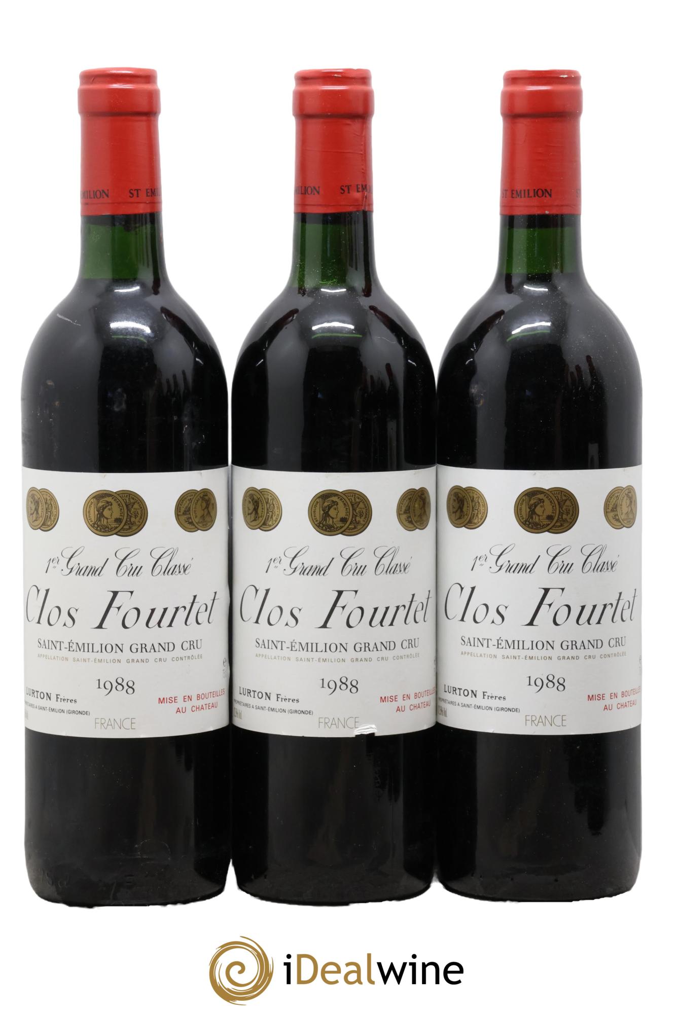 Clos Fourtet 1er Grand Cru Classé B 1988 - Lot de 3 bouteilles - 0