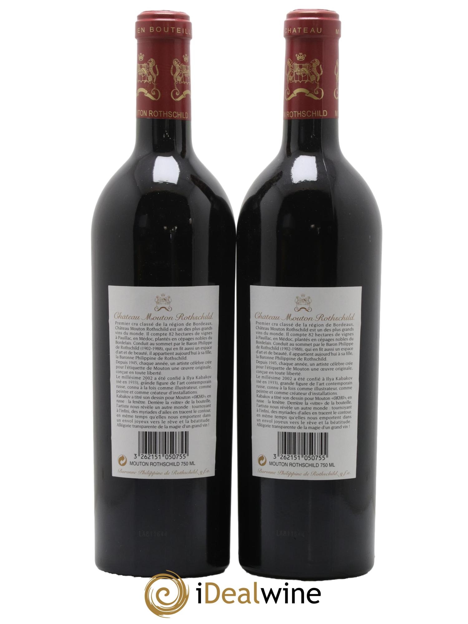 Château Mouton Rothschild 1er Grand Cru Classé 2002 - Lot de 2 bouteilles - 1