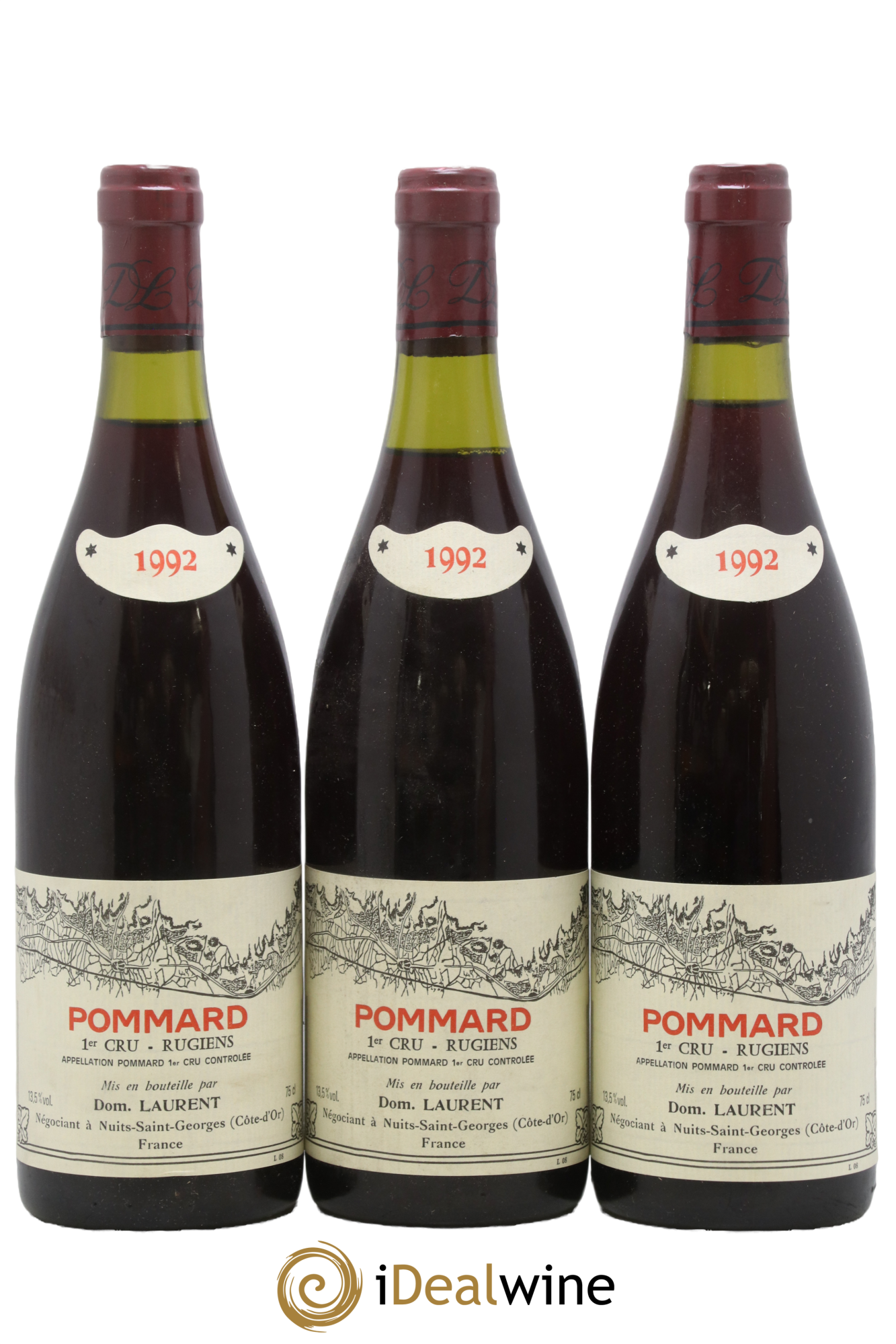 Pommard 1er Cru les Rugiens Laurent Père et Fils 1992 - Lot of 3 bottles - 0