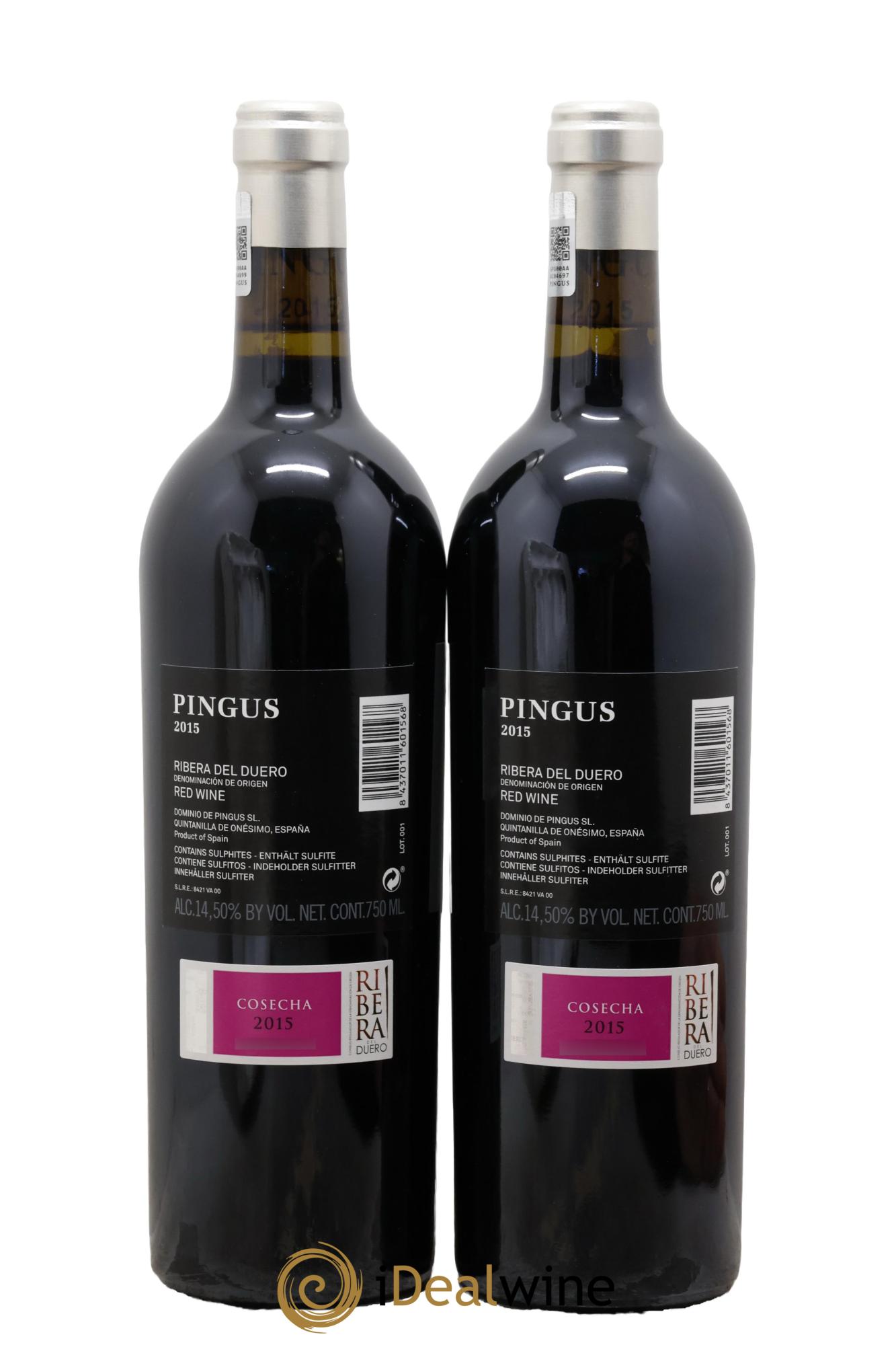 Ribera Del Duero Pingus Dominio de Pingus - Peter Sisseck 2015 - Lot of 2 bottles - 1