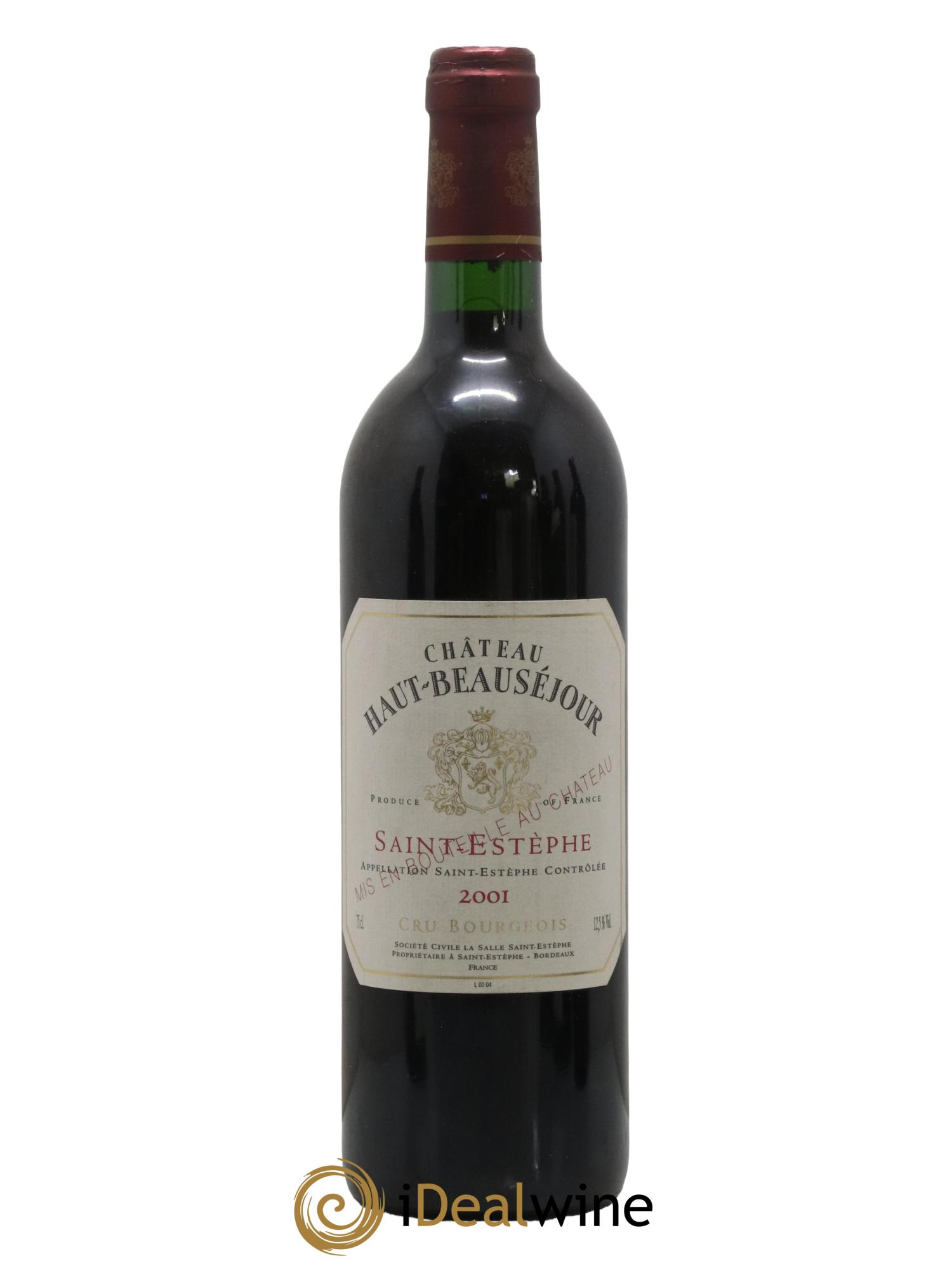 Château Haut Beauséjour Cru Bourgeois 2001 - Lot de 1 bouteille - 0