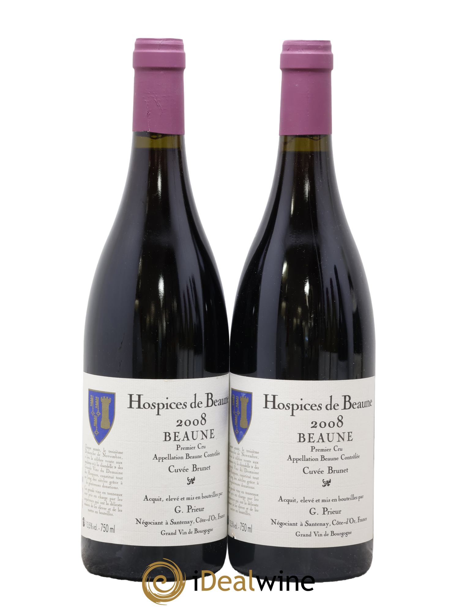Beaune Cuvée Brunet G Prieur Hospices de Beaune 2008 - Posten von 2 Flaschen - 0