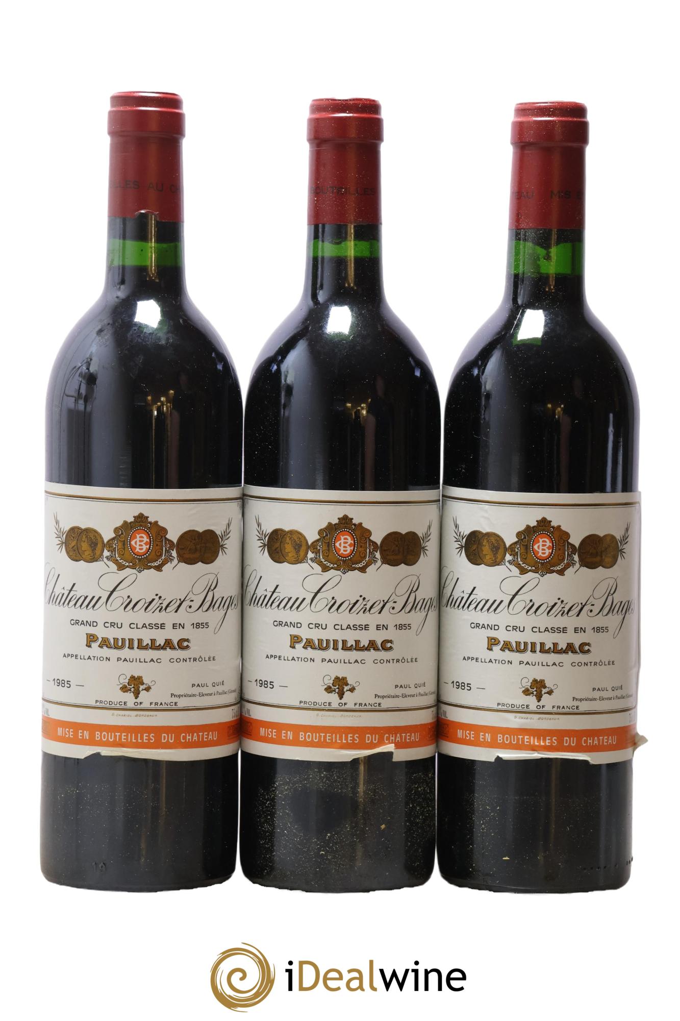 Château Croizet Bages 5ème Grand Cru Classé 1985 - Posten von 3 Flaschen - 0