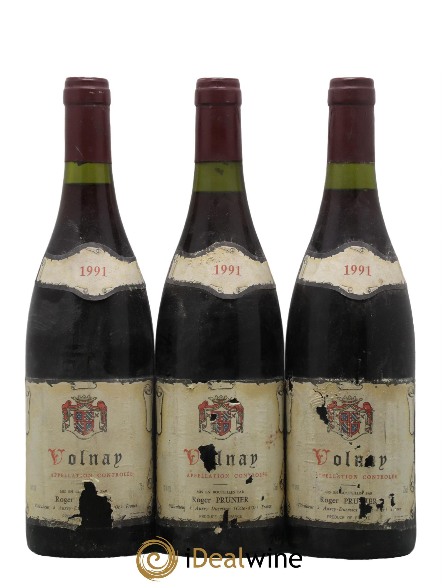 Volnay Domaine Roger Prunier 1991 - Lot de 3 bouteilles - 0