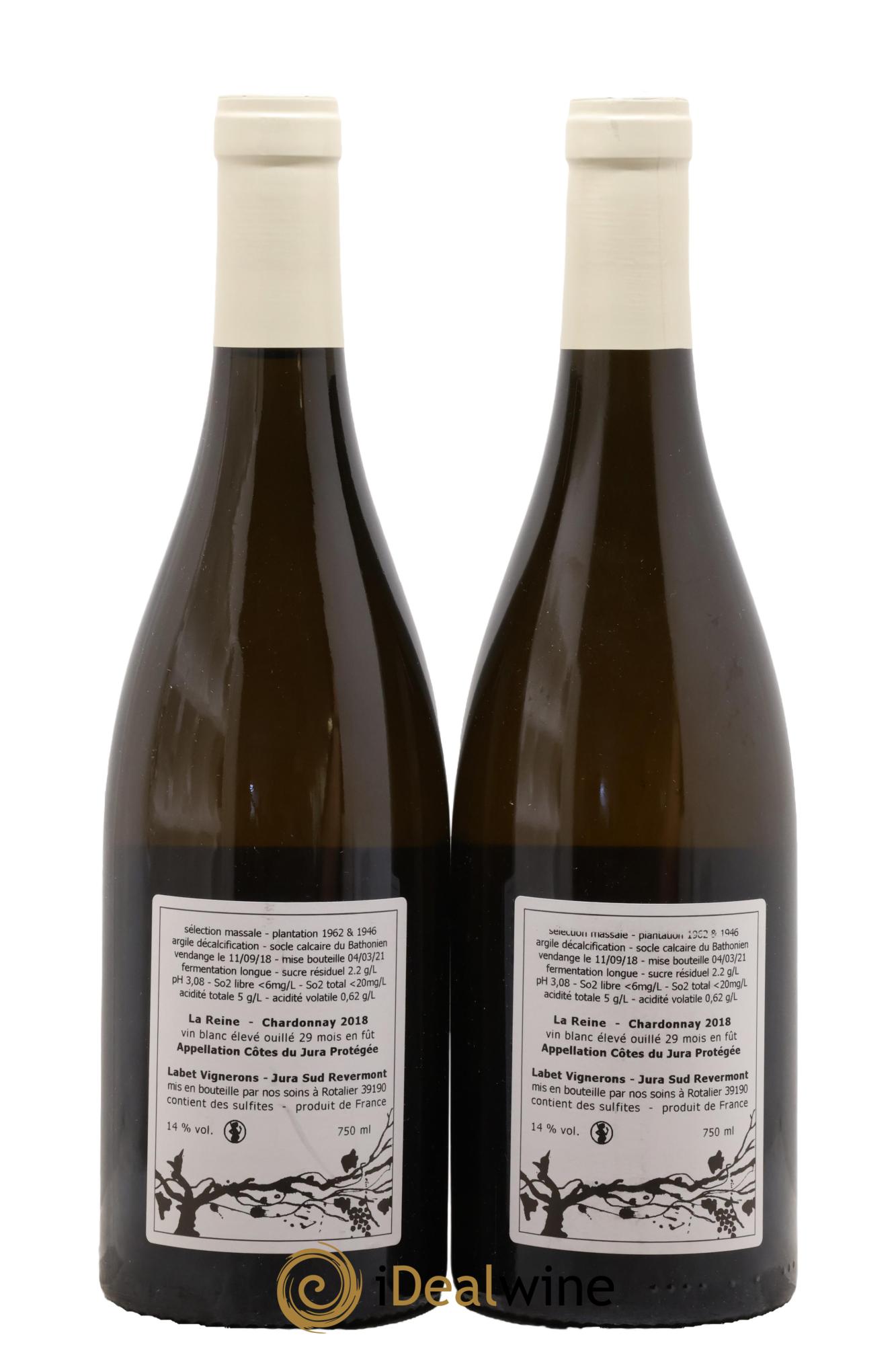 Côtes du Jura Chardonnay La Reine Romain - Julien - Charline Labet 2018 - Lot de 2 bouteilles - 1