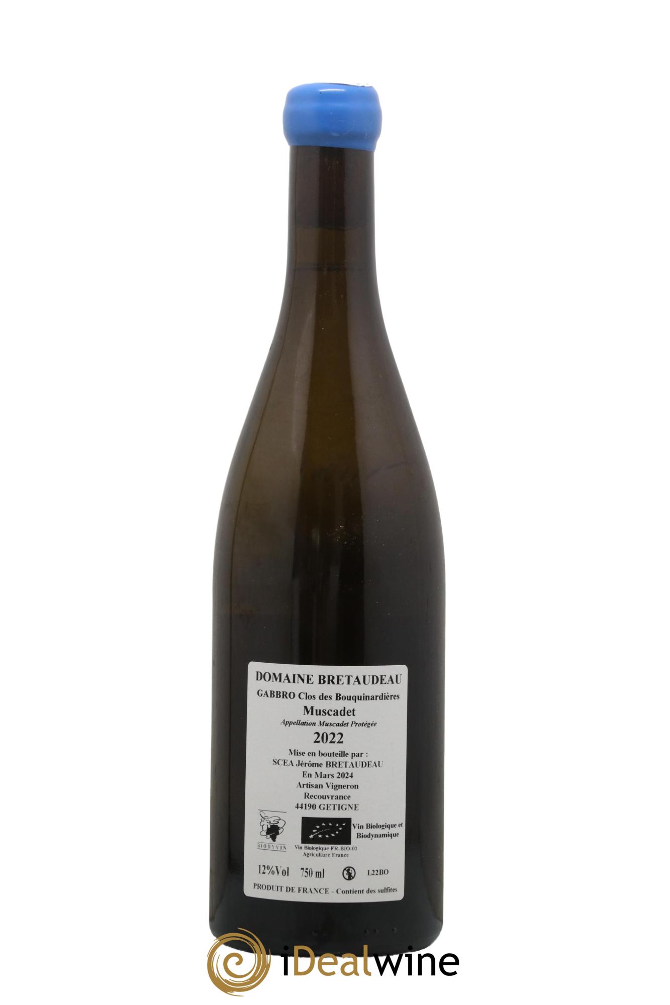 Muscadet-Sèvre-et-Maine Gabbro Clos des Bouquinardières Jérôme Bretaudeau - Domaine de Bellevue 2022 - Lot de 1 bouteille - 1