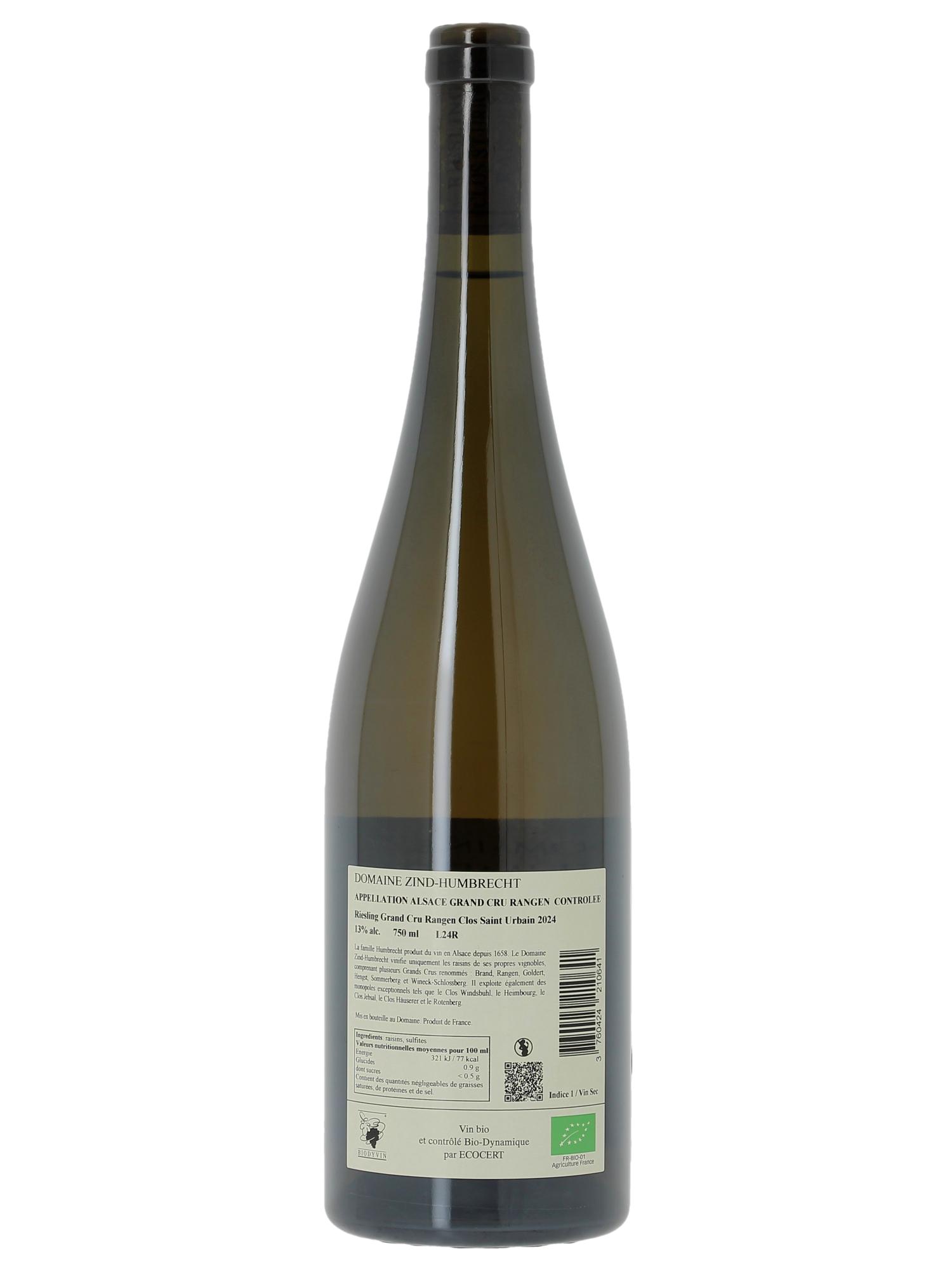 Alsace Riesling Grand Cru Rangen de Thann Clos Saint Urbain Zind-Humbrecht (Domaine) 2024 - Lote de 1 botella - 1