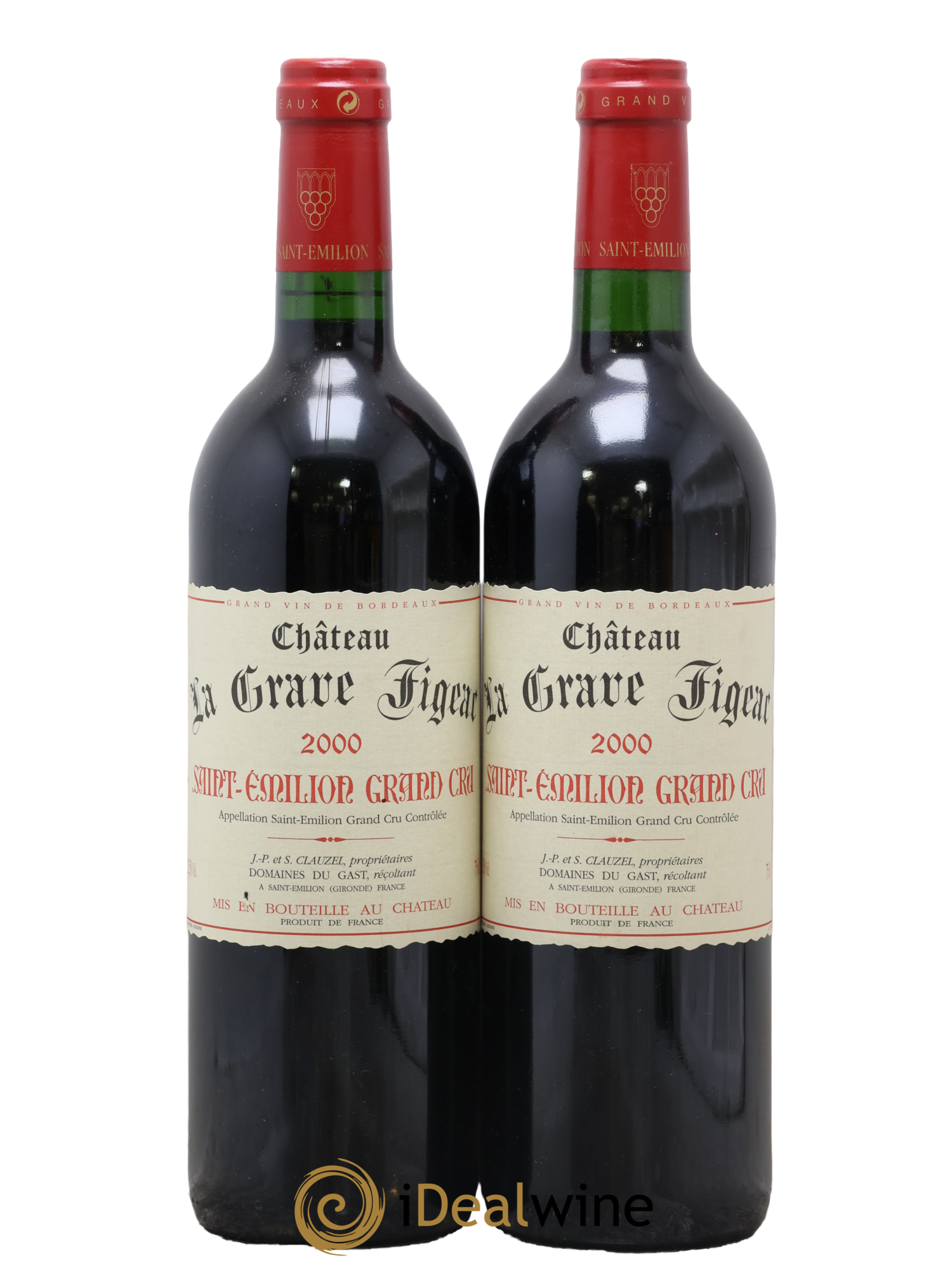 Saint-Émilion Grand Cru Château La Grave Figeac 2000 - Lot de 2 bouteilles - 0
