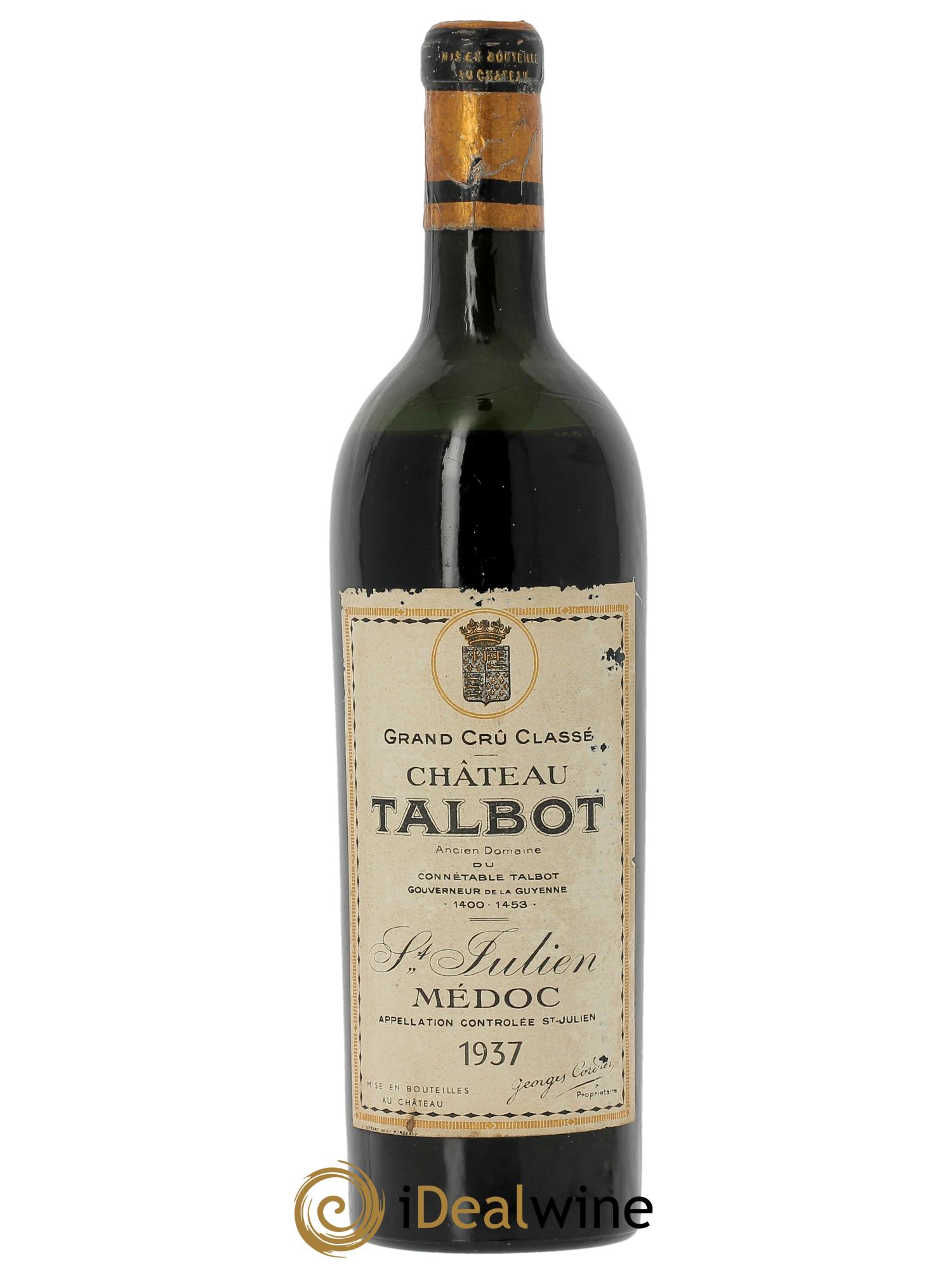 Château Talbot 4ème Grand Cru Classé 1937 - Lot de 1 bouteille - 0