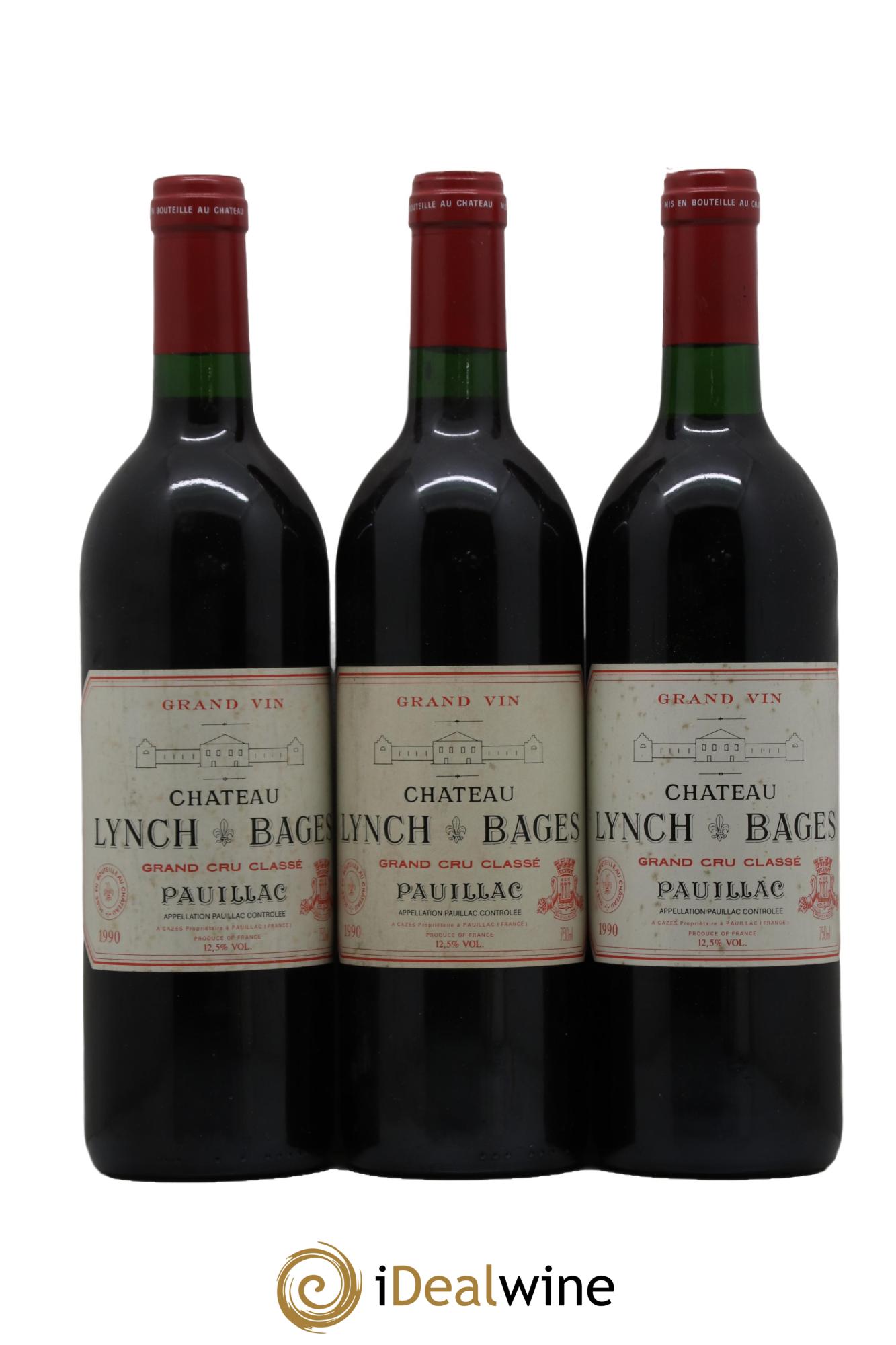 Château Lynch Bages 5ème Grand Cru Classé 1990 - Lot de 3 bouteilles - 0