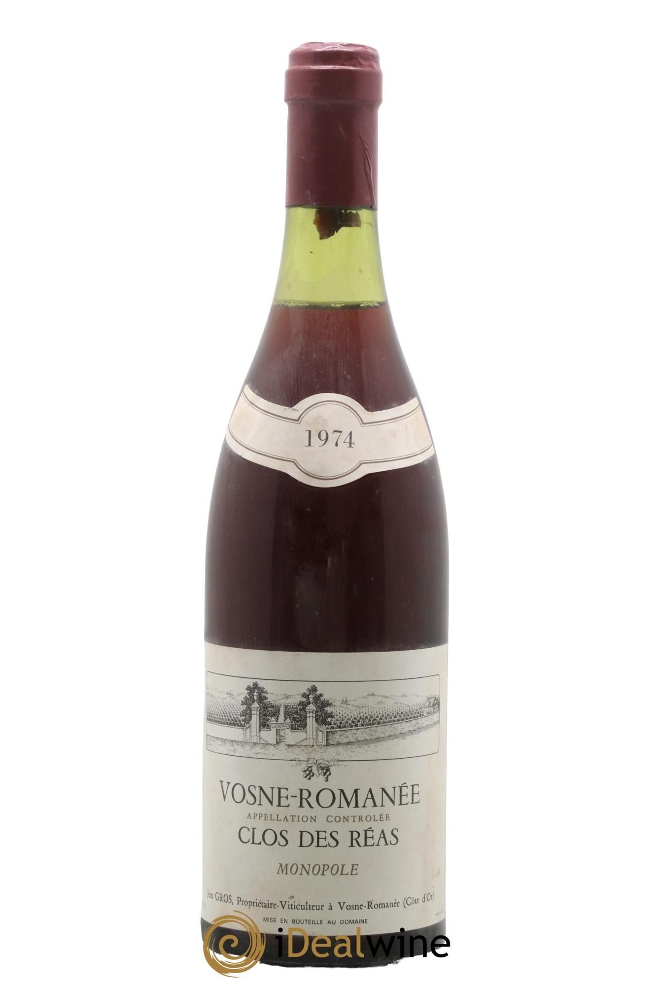 Vosne-Romanée 1er Cru Clos des Réas Jean Gros 1974 - Lot de 1 bouteille - 0
