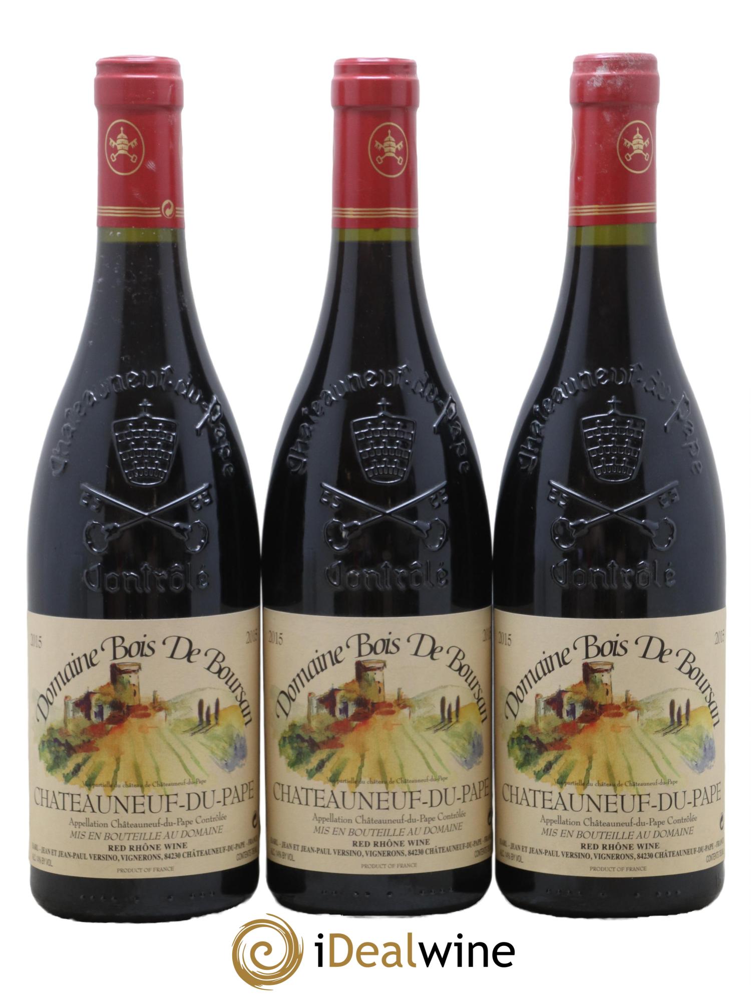 Châteauneuf-du-Pape Domaine Bois de Boursan (Domaine) Jean et Jean-Paul Versino 2015 - Lot de 3 bouteilles - 0