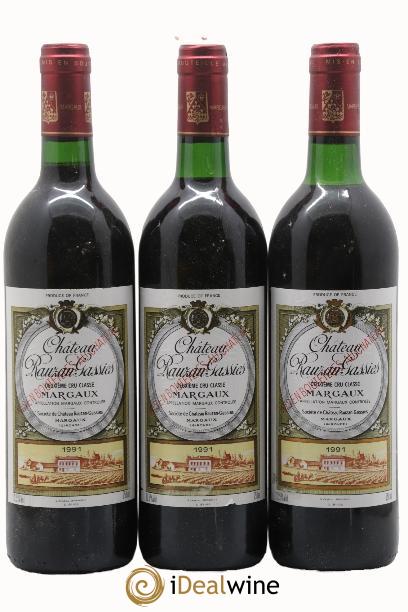 Château Rauzan-Gassies 2ème Grand Cru Classé 1991 - Lot de 3 bouteilles - 0