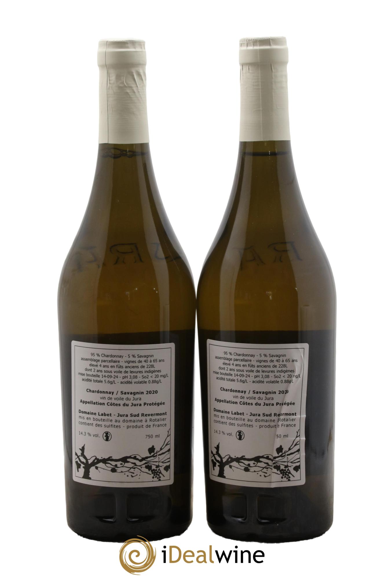 Côtes du Jura Vin de Voile Chardonnay-Savagnin cuvée de garde Romain - Julien  - Charline Labet 2020 - Lot de 2 bouteilles - 1