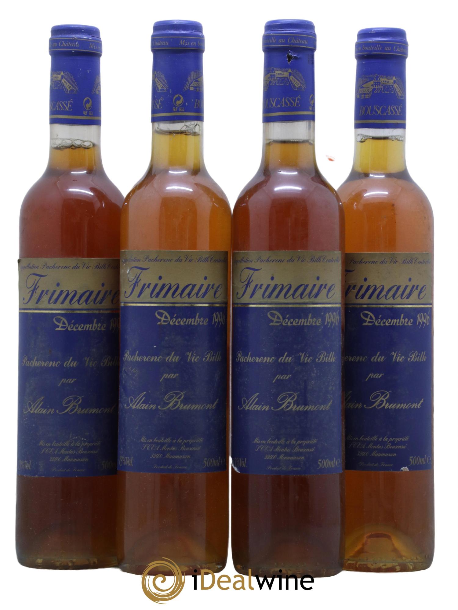 Pacherenc du Vic-Bilh Château Bouscassé Frimaire Alain Brumont 1996 - Lot de 4 format 50cls - 0