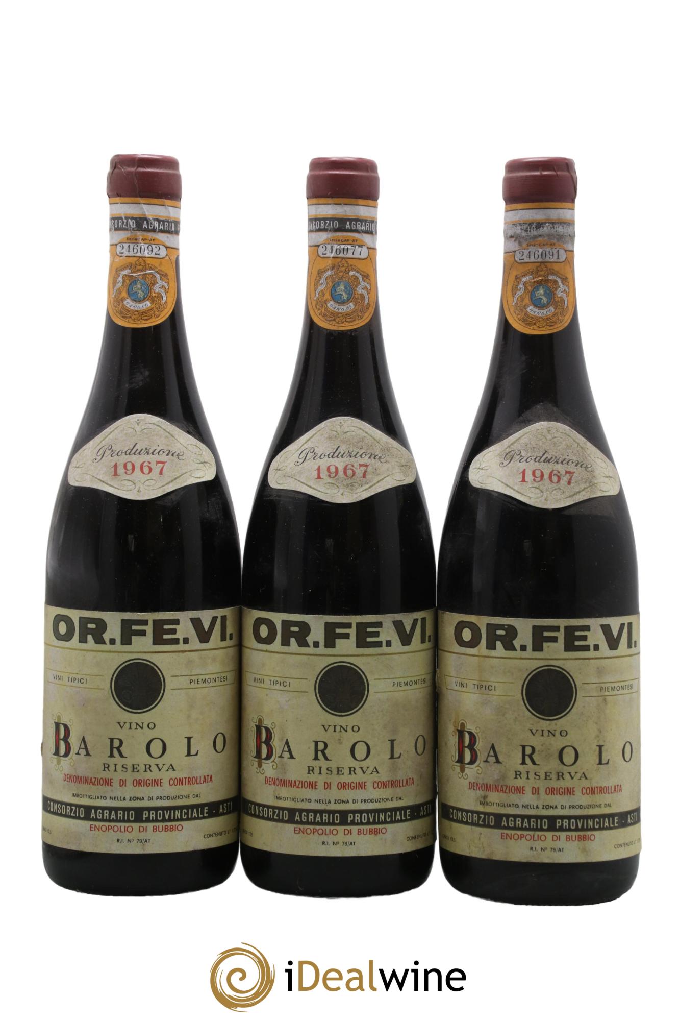 Barolo DOCG Riserva Or Fe Vi 1967 - Lot of 3 bottles - 0