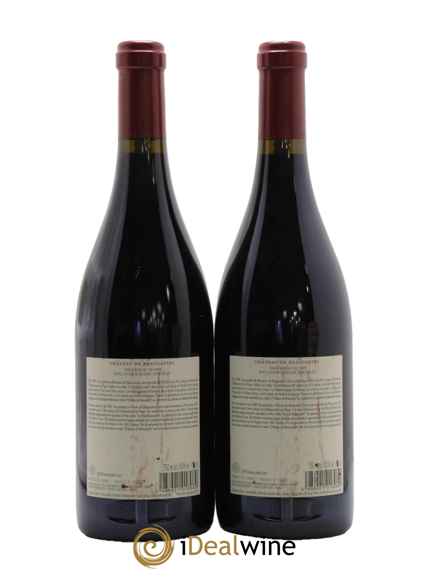 Châteauneuf-du-Pape Château de Beaucastel Famille Perrin 2016 - Lotto di 2 bottiglie - 1