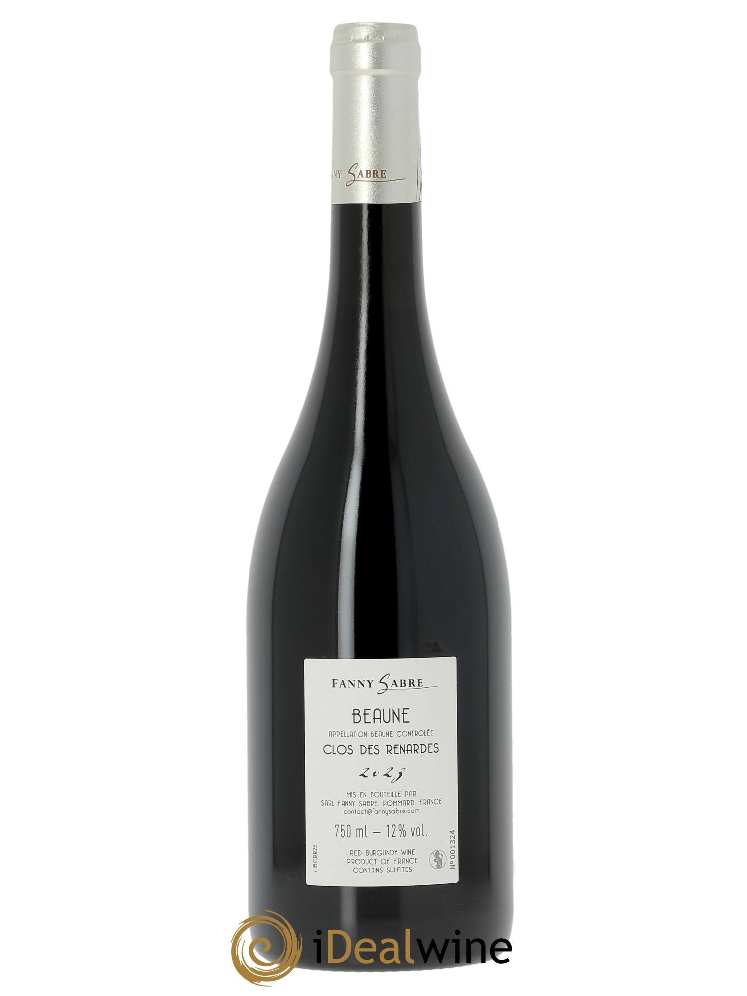 Beaune Clos des Renardes Pinot Noir Fanny Sabre  2023 - Lot de 1 bouteille - 1