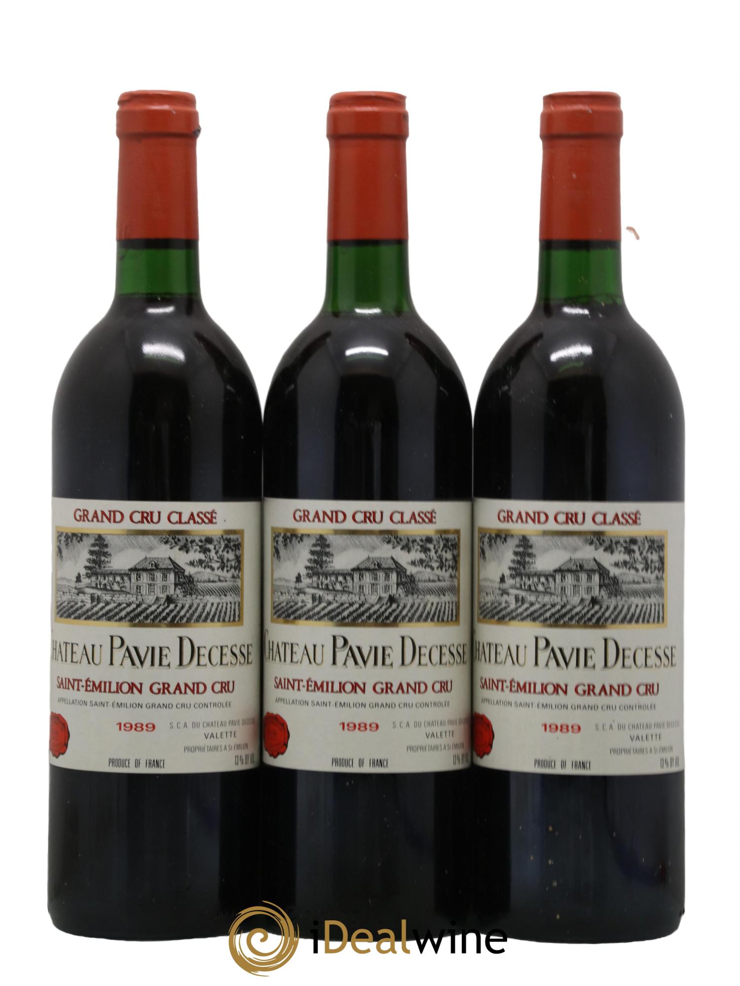 Château Pavie Decesse Grand Cru Classé 1989 - Lot de 3 bouteilles - 0