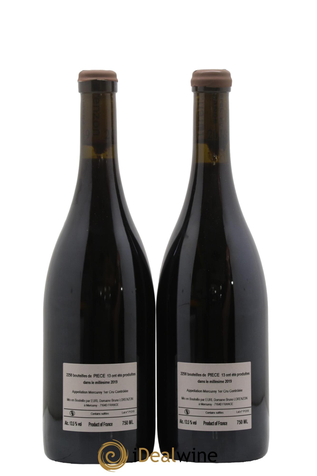Mercurey 1er Cru Pièce 13 Bruno Lorenzon 2019 - Lot de 2 bouteilles - 1