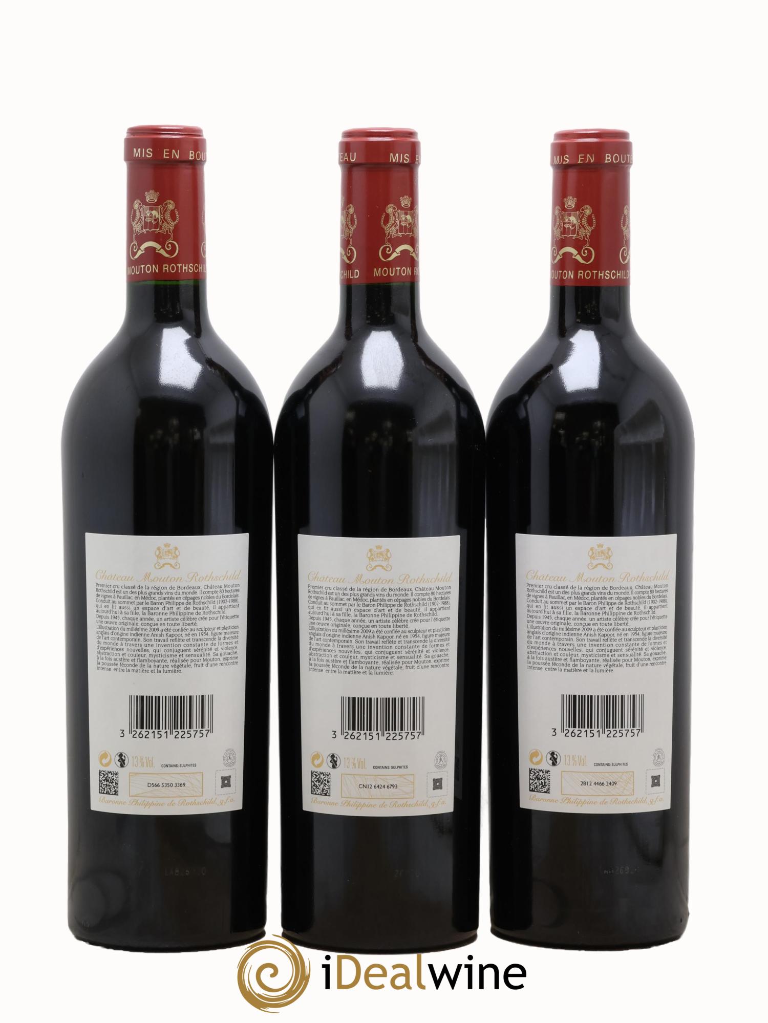 Château Mouton Rothschild 1er Grand Cru Classé 2009 - Lot de 3 bouteilles - 1