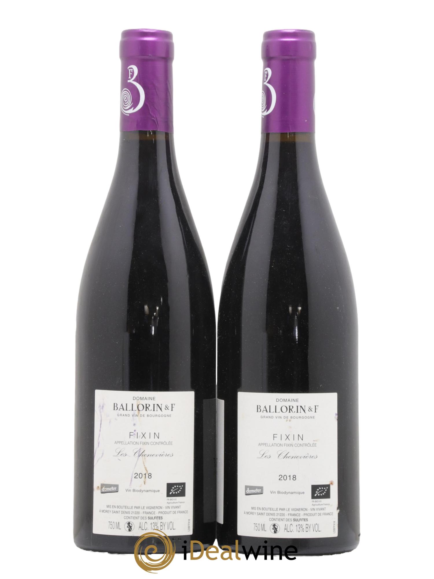 Fixin Chenevieres Domaine Ballorin 2018 - Lot de 2 bouteilles - 1