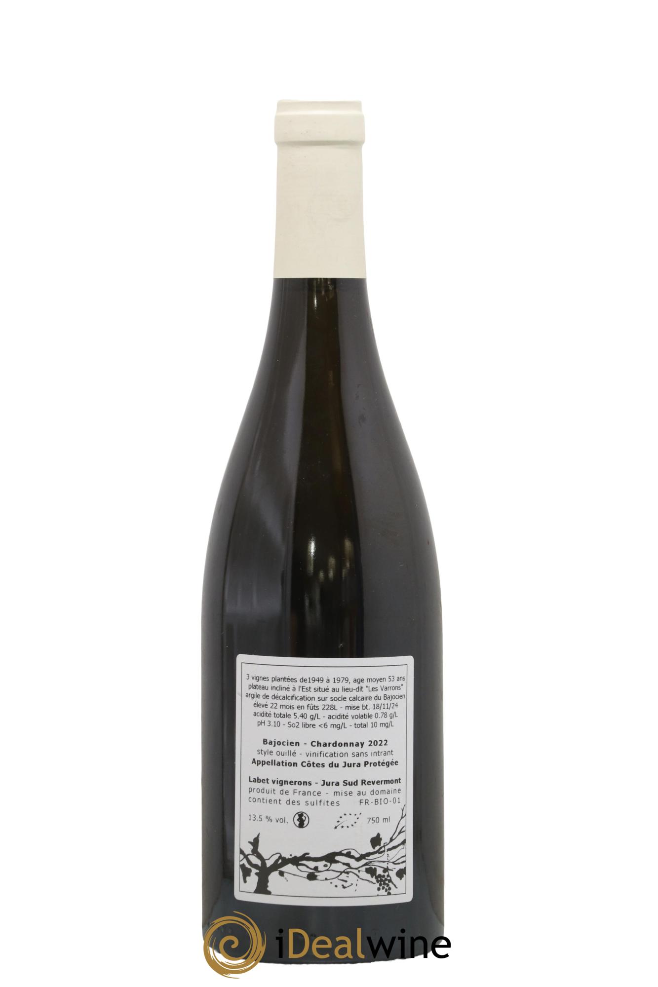 Côtes du Jura Chardonnay Bajocien Romain - Julien - Charline Labet 2022 - Lot de 1 bouteille - 1
