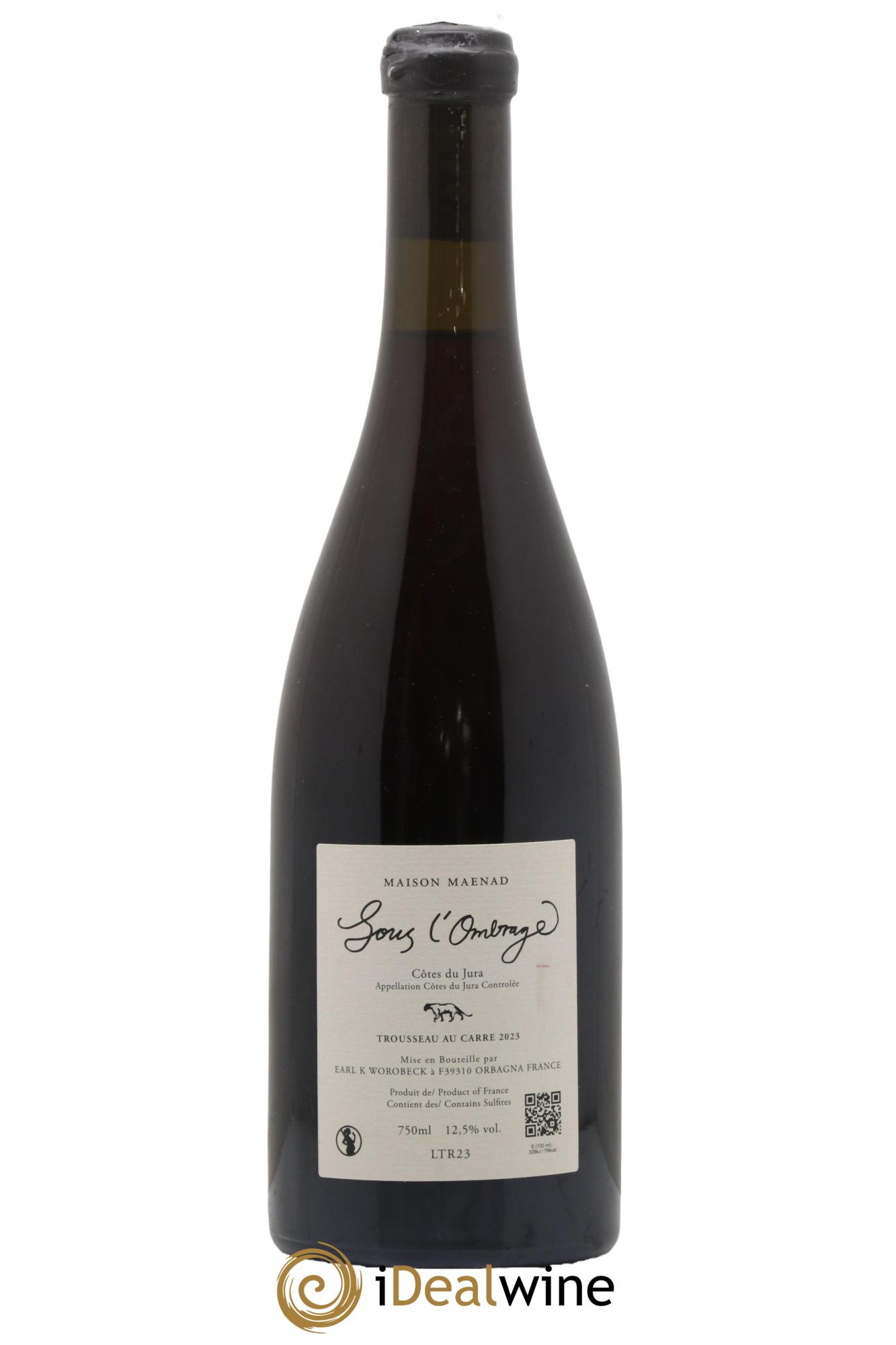 Côtes du Jura Trousseau au carré Sous l'Ombrage Katie Worobeck Maison Maenad 2023 - Lot de 1 bouteille - 1