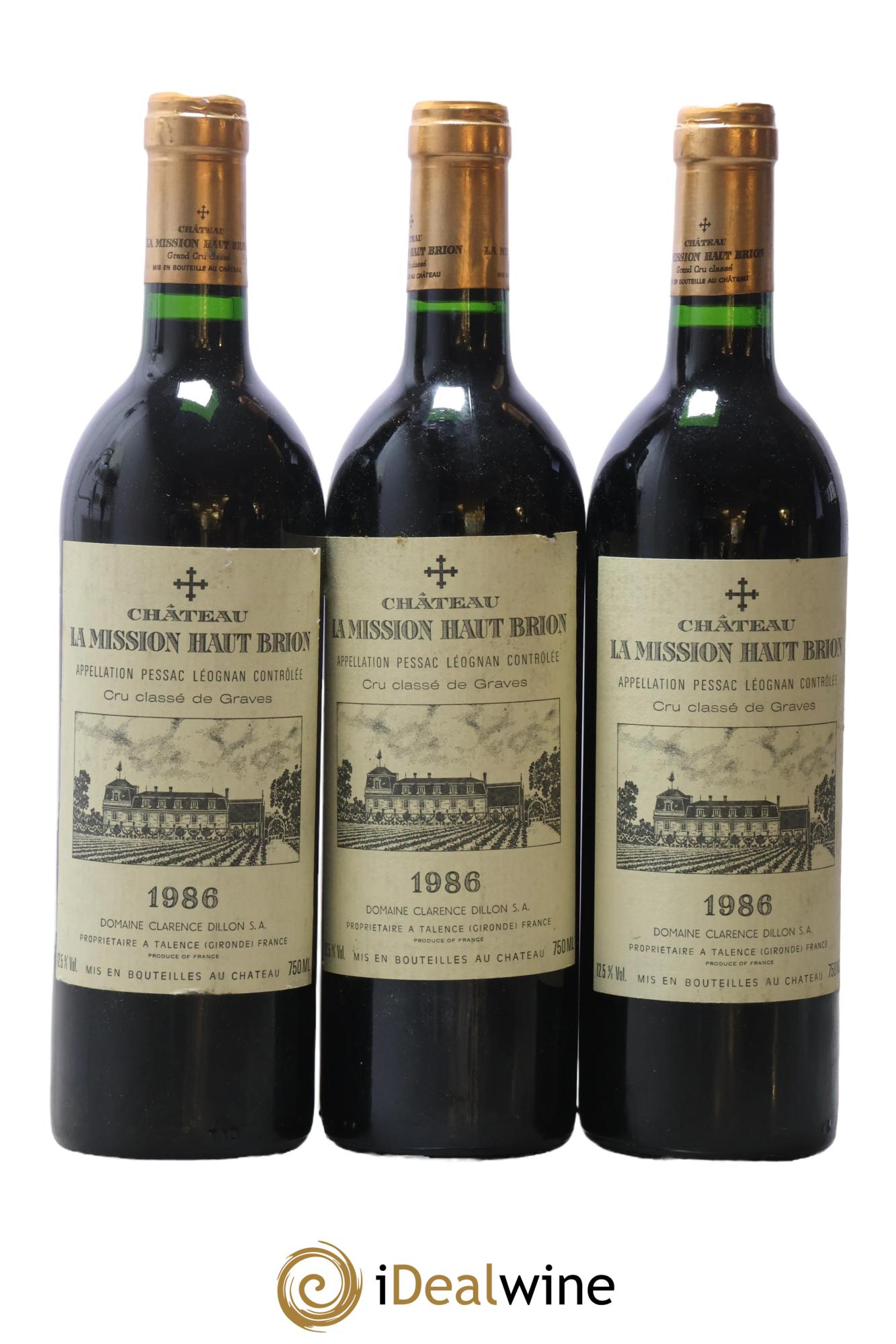 Château la Mission Haut-Brion Cru Classé de Graves 1986 - Lot of 3 bottles - 0