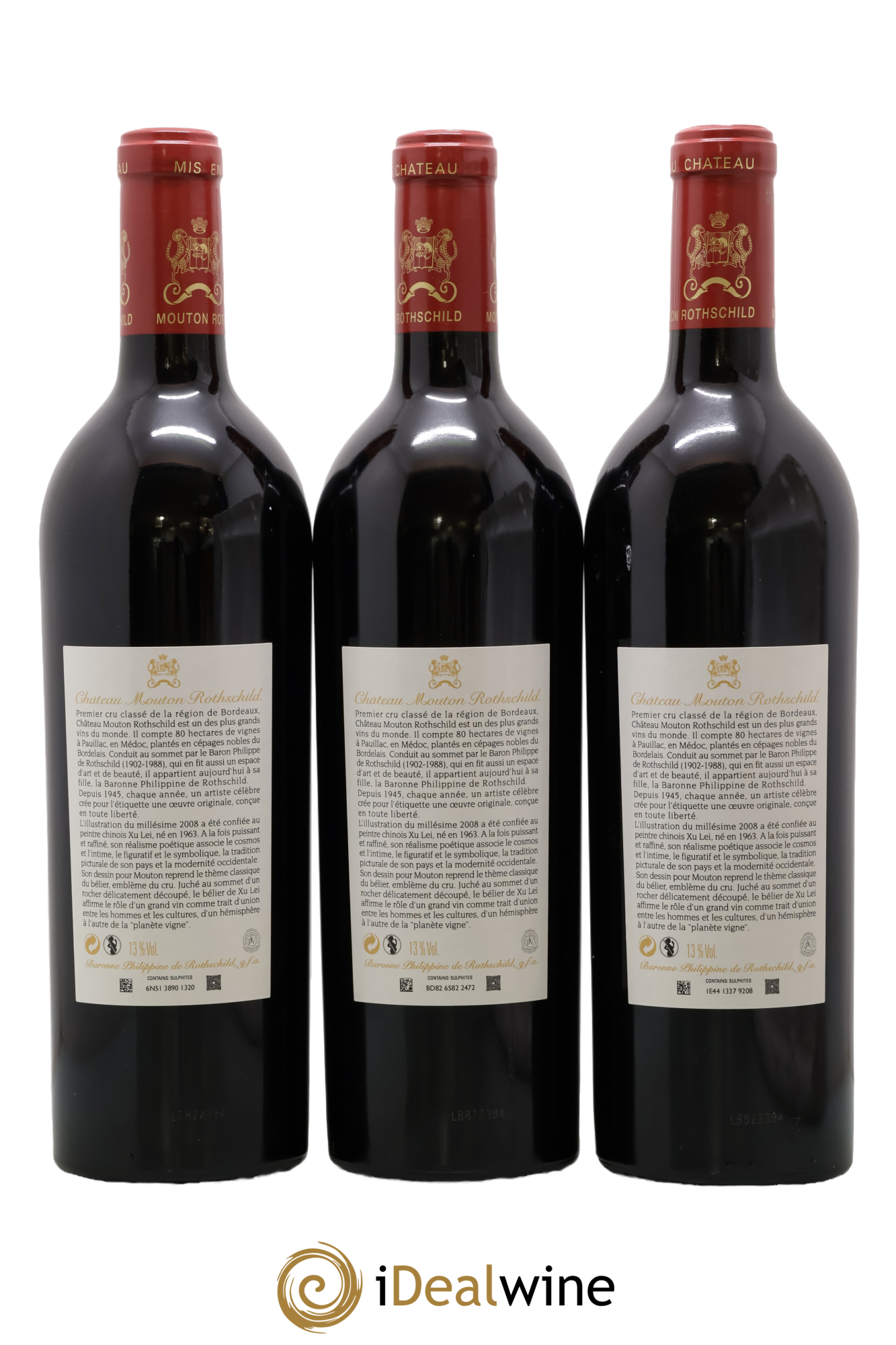 Château Mouton Rothschild 1er Grand Cru Classé 2008 - Lot de 3 bouteilles - 1