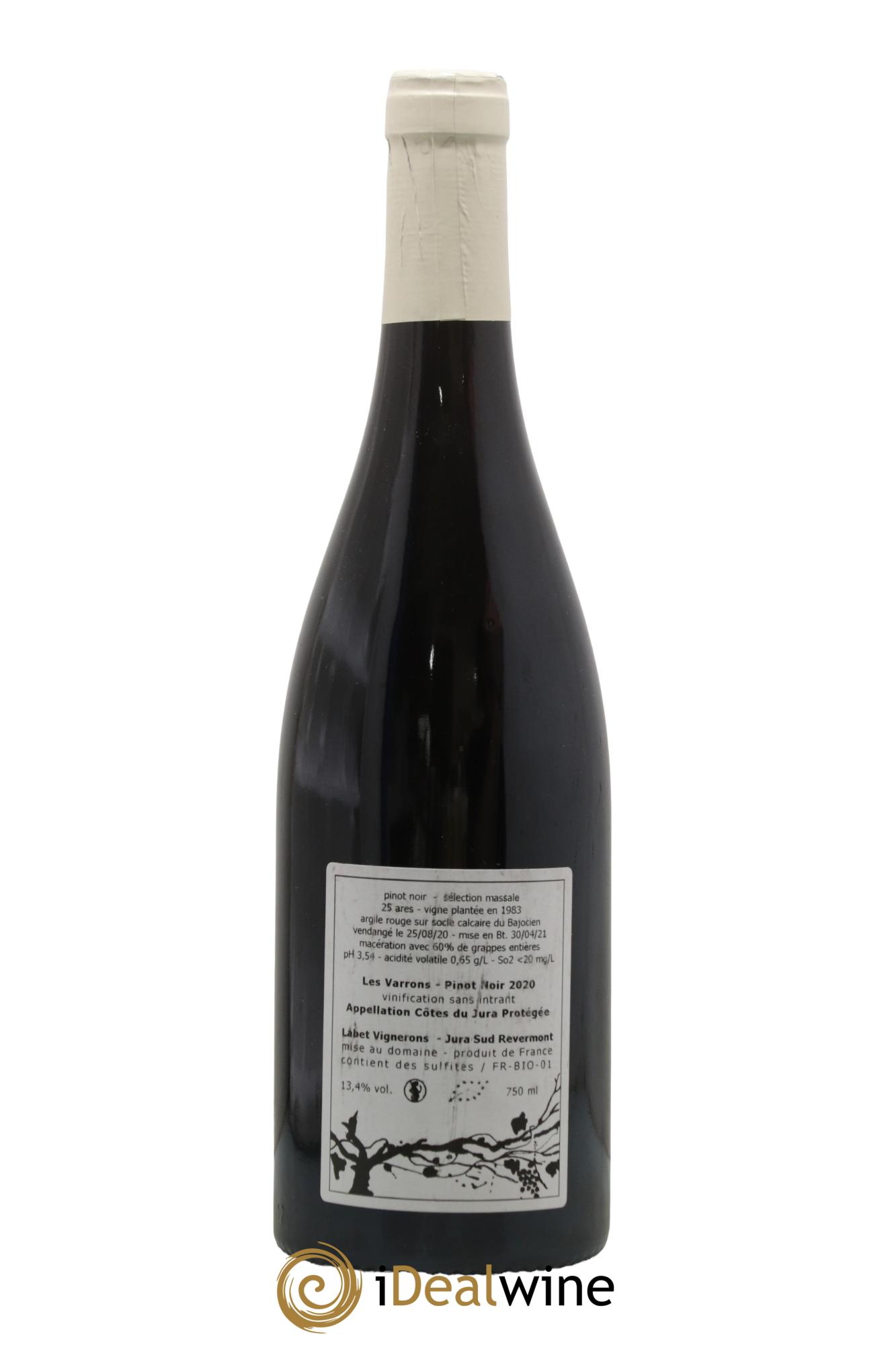 Côtes du Jura Pinot Noir Les Varrons Sélection Massale Romain - Julien - Charline Labet 2020 - Lot de 1 bouteille - 1