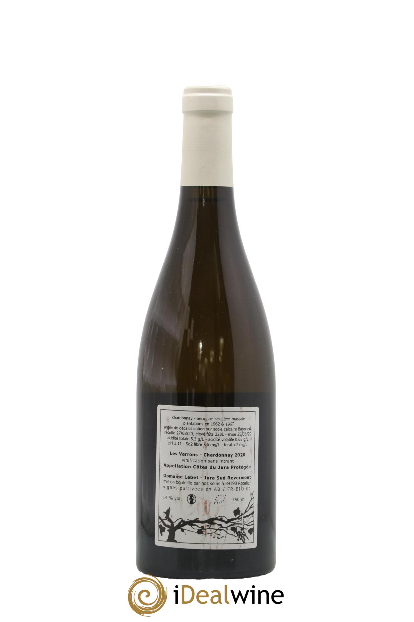 Côtes du Jura Chardonnay Les Varrons Romain - Julien - Charline Labet 2020 - Lotto di 1 bottiglia - 1