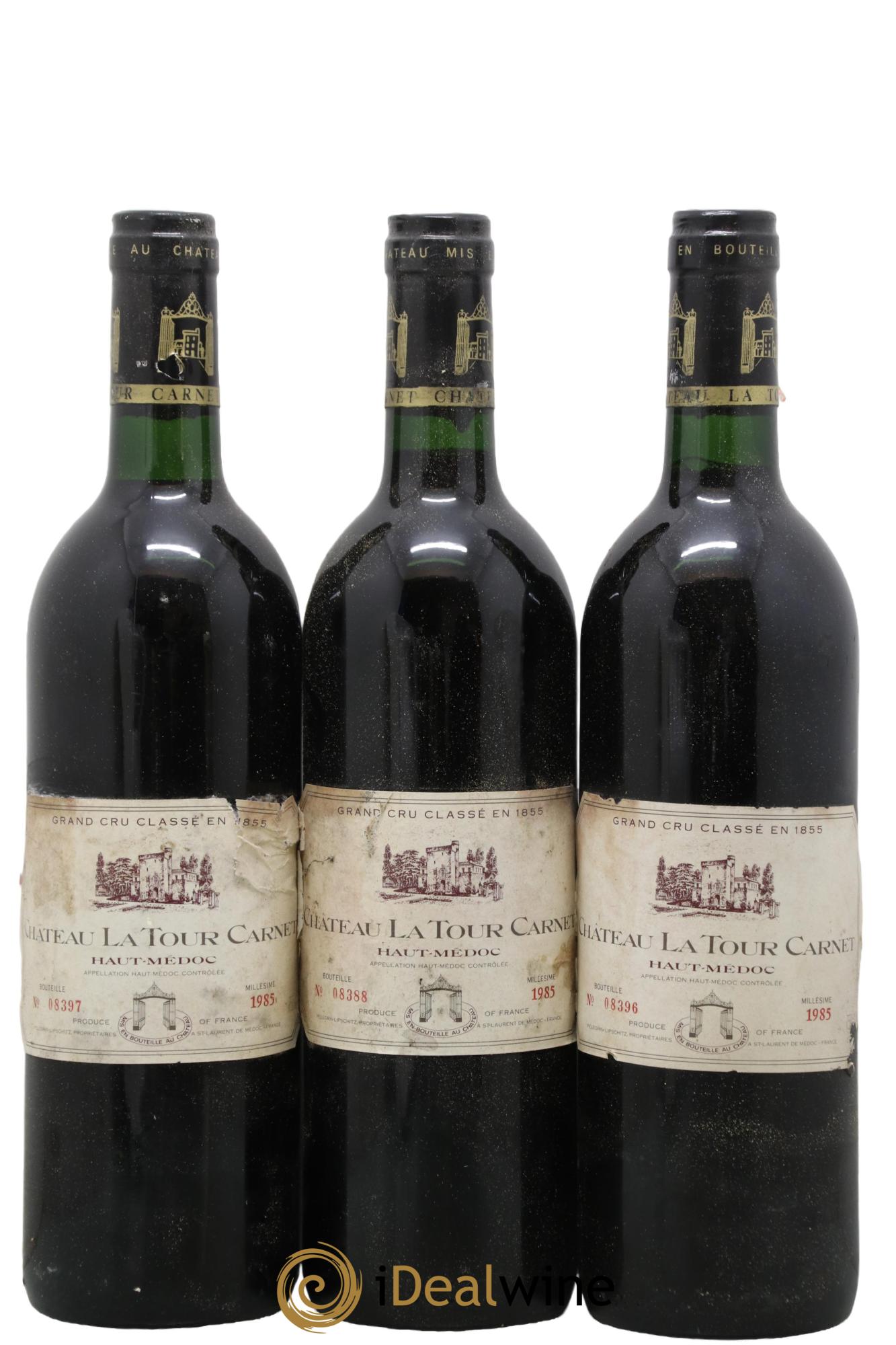Château la Tour Carnet 4ème Grand Cru Classé 1985 - Lot of 3 bottles - 0