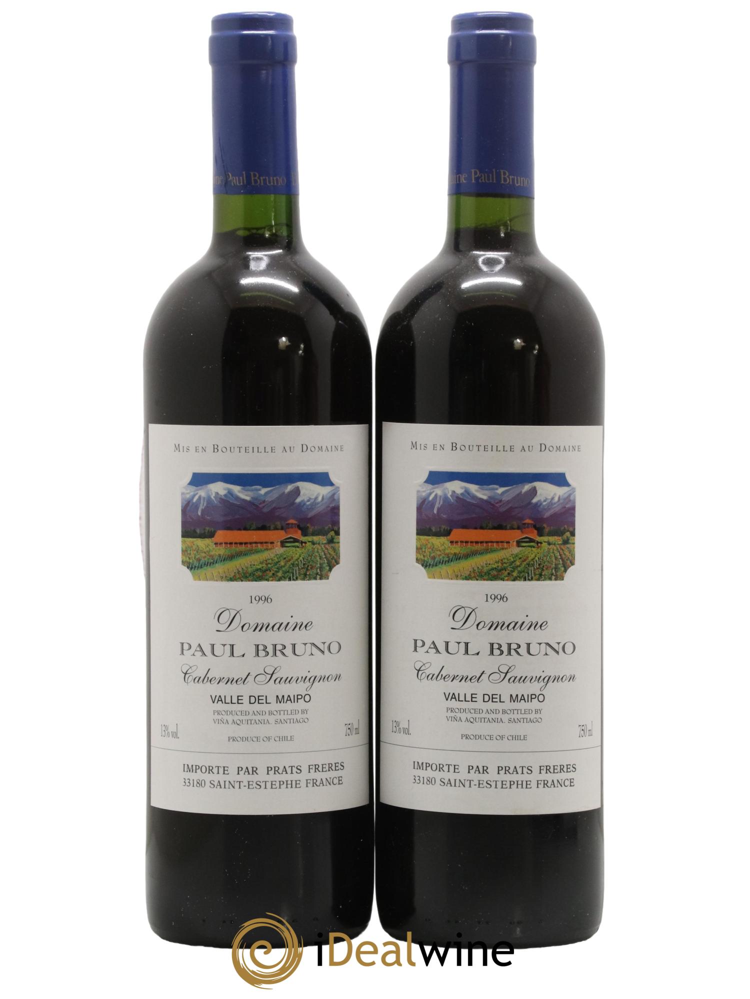 Chili Valle Del Maipo Cabernet Sauvignon Domaine Paul Bruno 1996 - Lot de 2 bouteilles - 0