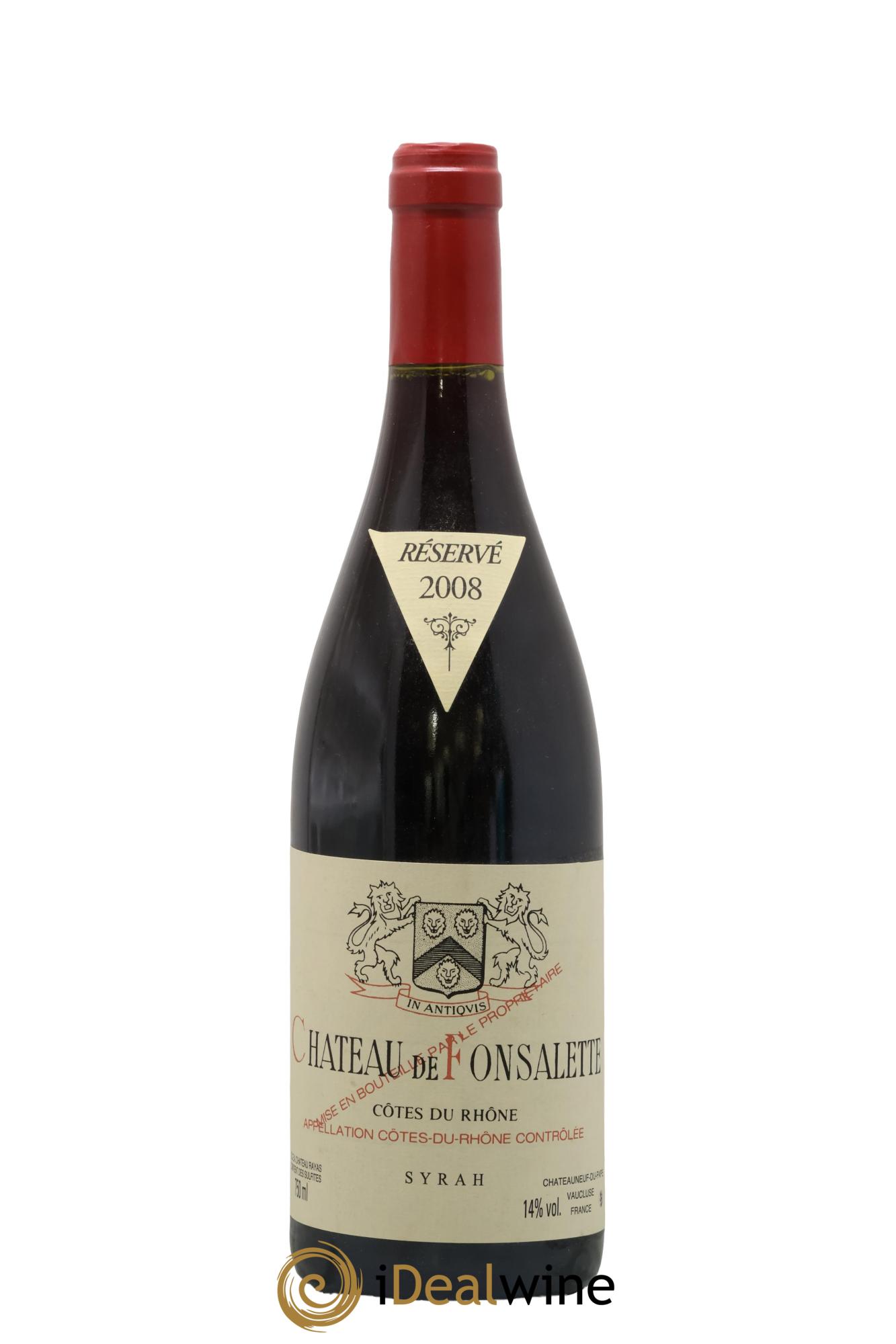 Côtes-du-Rhône Cuvée Syrah Château de Fonsalette 2008 - Lot de 1 bouteille - 0