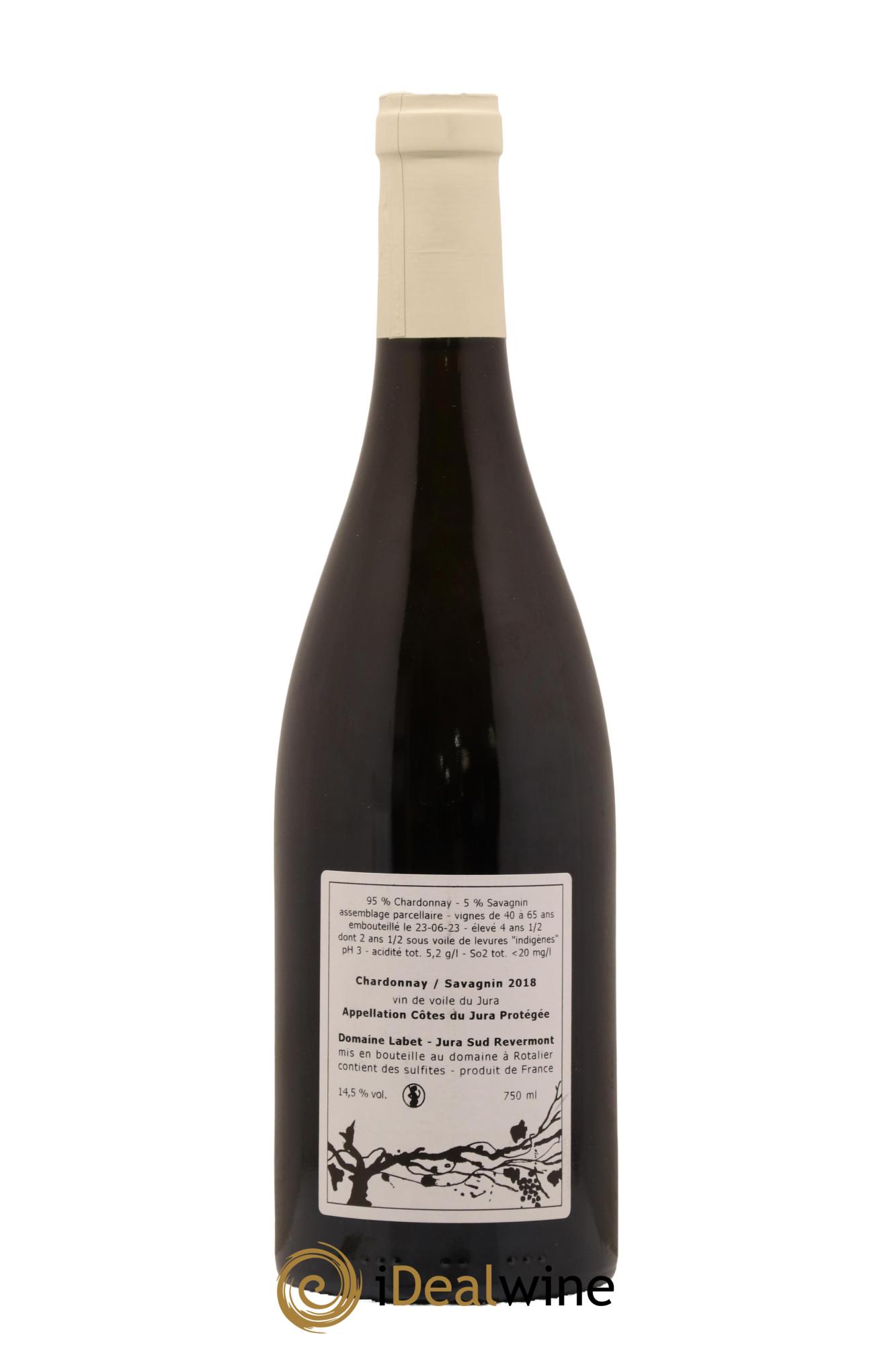Côtes du Jura Vin de Voile Chardonnay-Savagnin cuvée de garde Romain - Julien - Charline Labet 2018 - Lot de 1 bouteille - 1