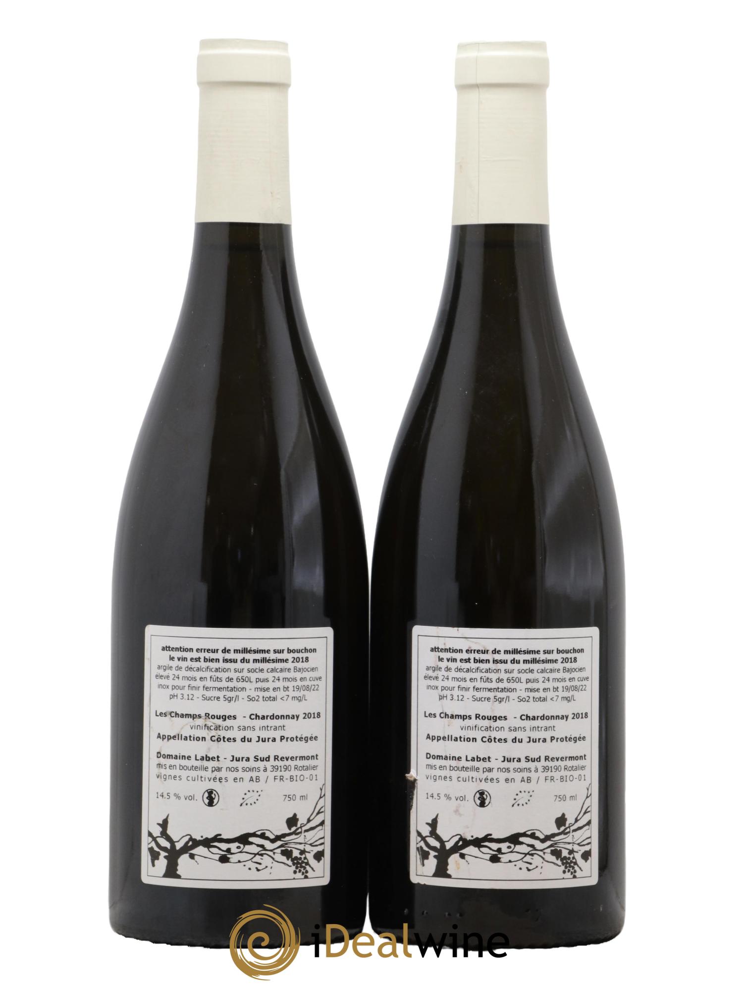 Côtes du Jura Chardonnay Les Champs Rouges Romain - Julien  - Charline Labet 2018 - Lot of 2 bottles - 1