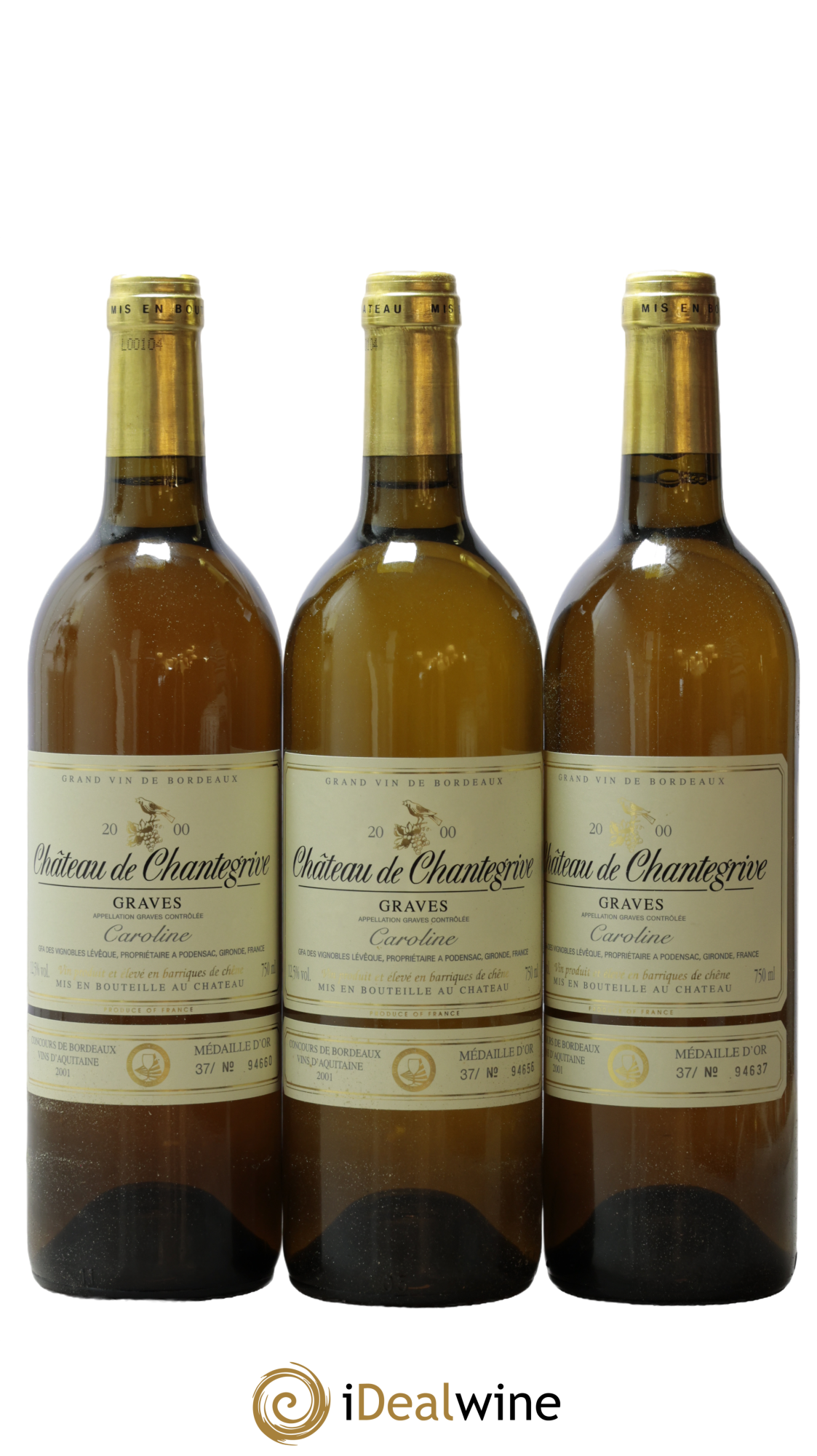 Château de Chantegrive Cuvée Caroline 2000 - Lot de 3 bouteilles - 0
