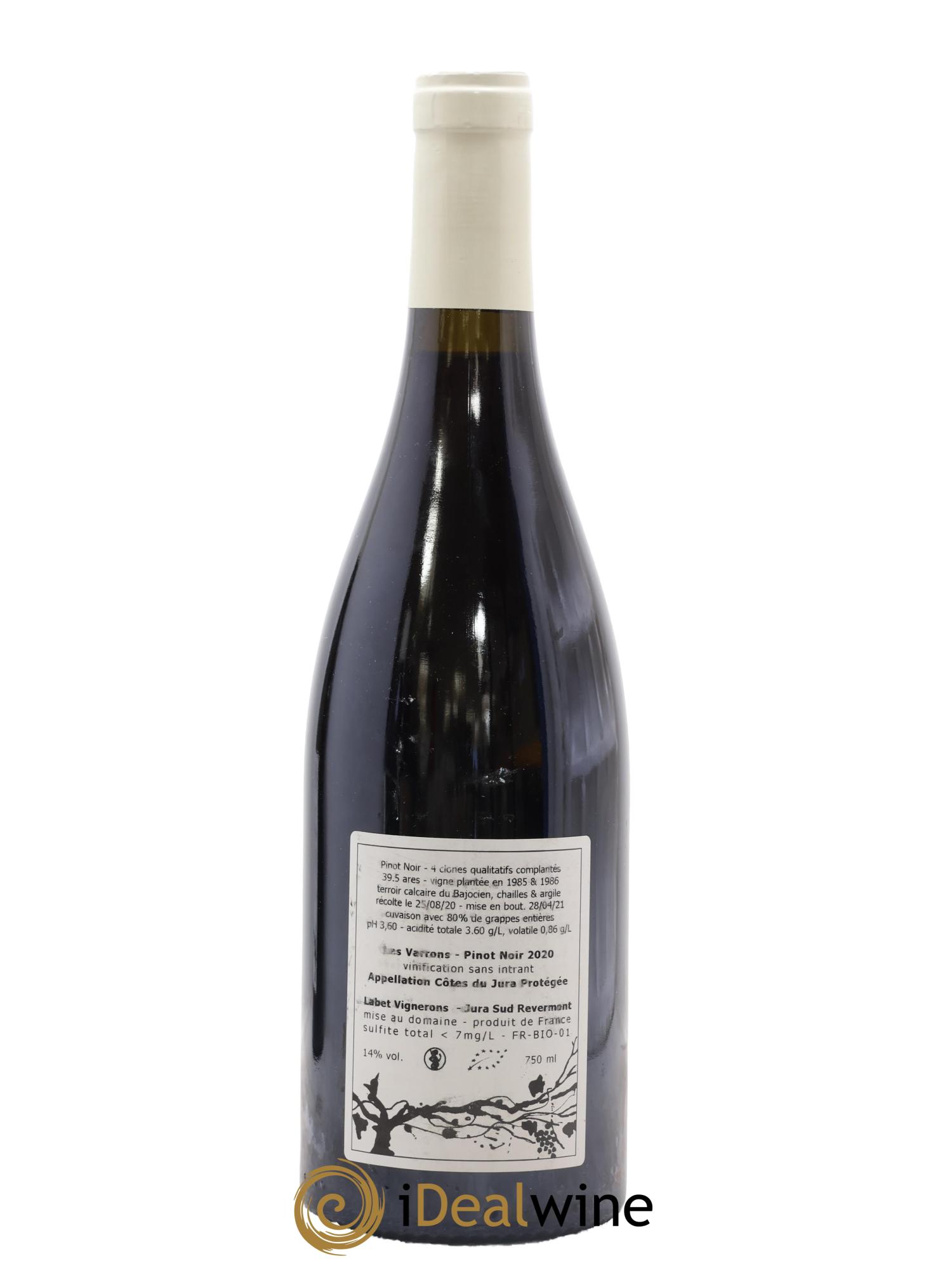 Côtes du Jura Pinot Noir Les Varrons Sélection Clonale Romain - Julien  - Charline Labet 2020 - Lot de 1 bouteille - 1