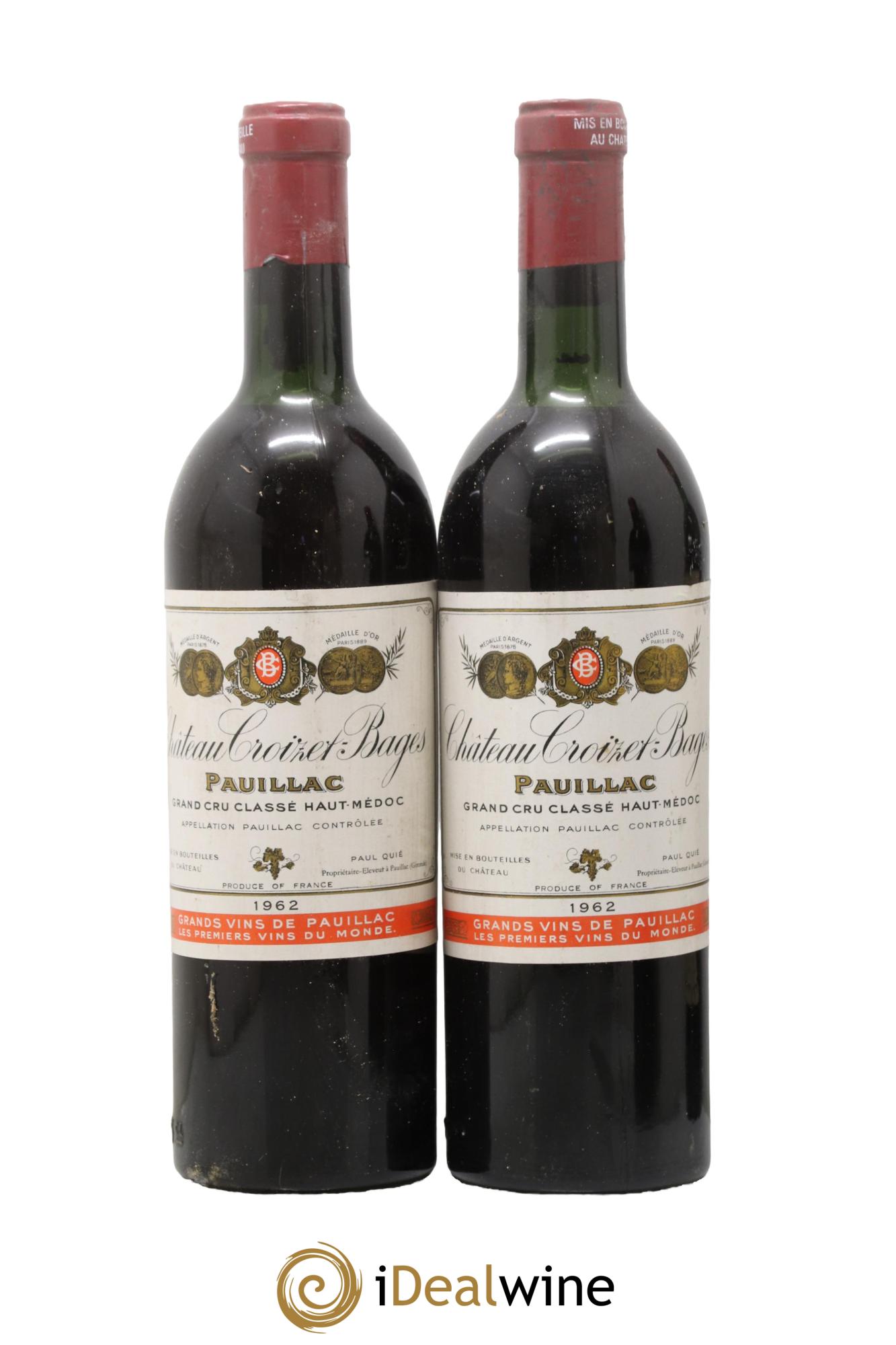 Château Croizet Bages 5ème Grand Cru Classé 1962 - Posten von 2 Flaschen - 0