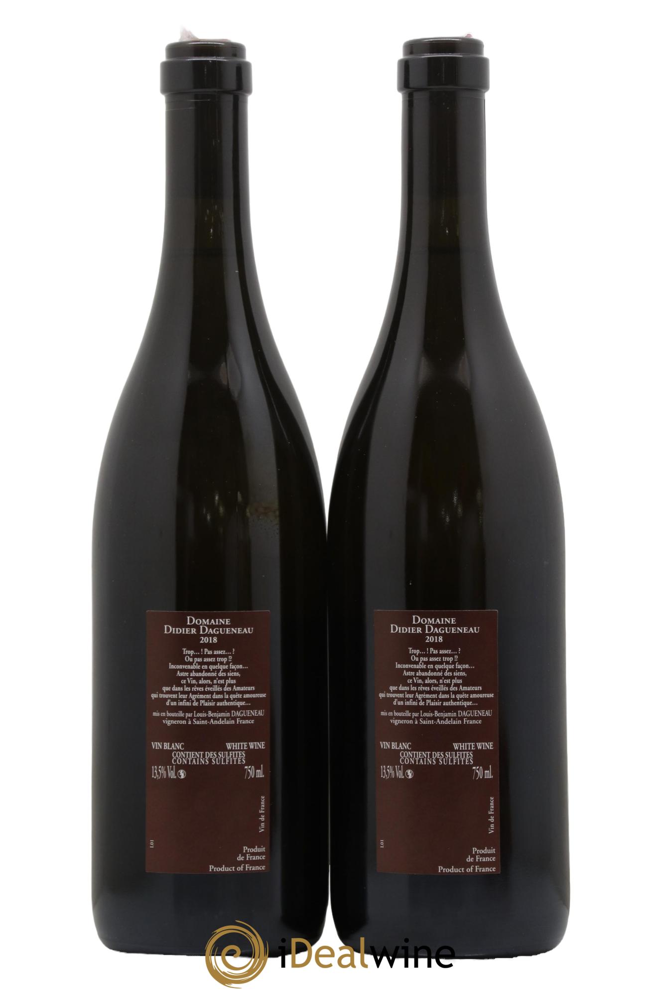 Vin de France (anciennement Pouilly-Fumé) Pur Sang Dagueneau (Domaine Didier - Louis-Benjamin) 2018 - Lot of 2 bottles - 1