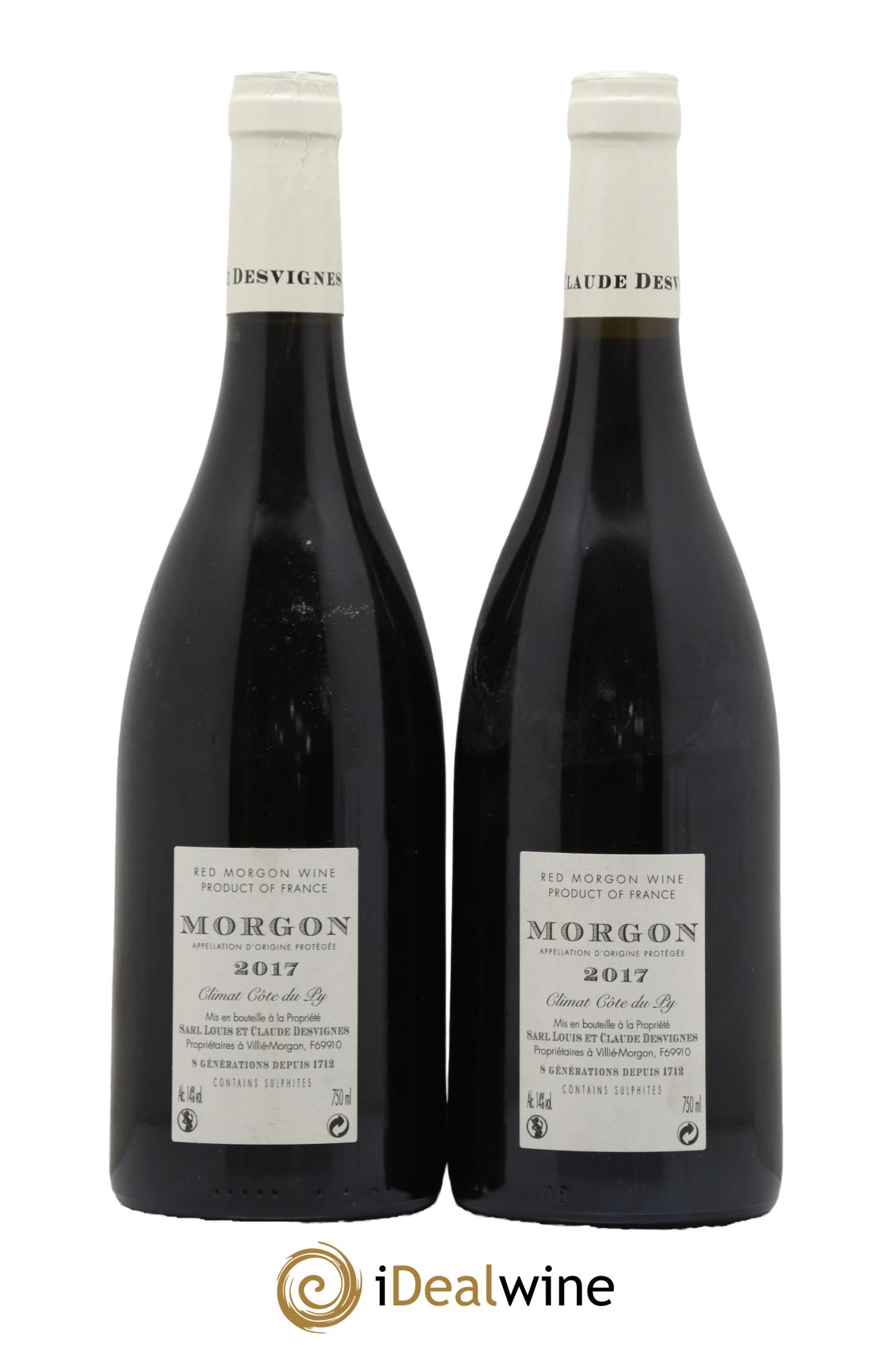 Morgon Côte de Py Javernières Louis-Claude Desvignes 2017 - Lot of 2 bottles - 1