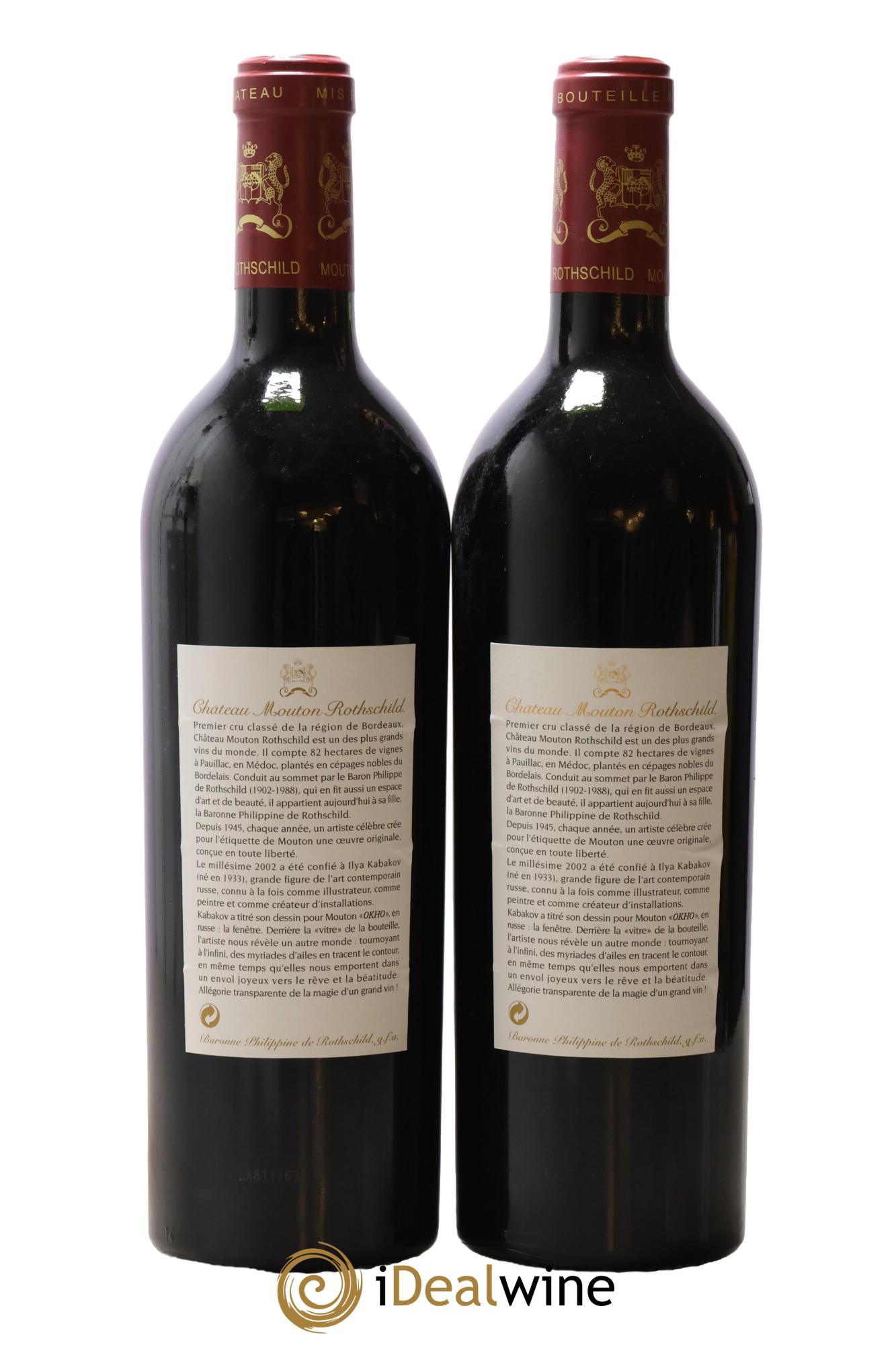 Château Mouton Rothschild 1er Grand Cru Classé 2002 - Lot de 2 bouteilles - 1