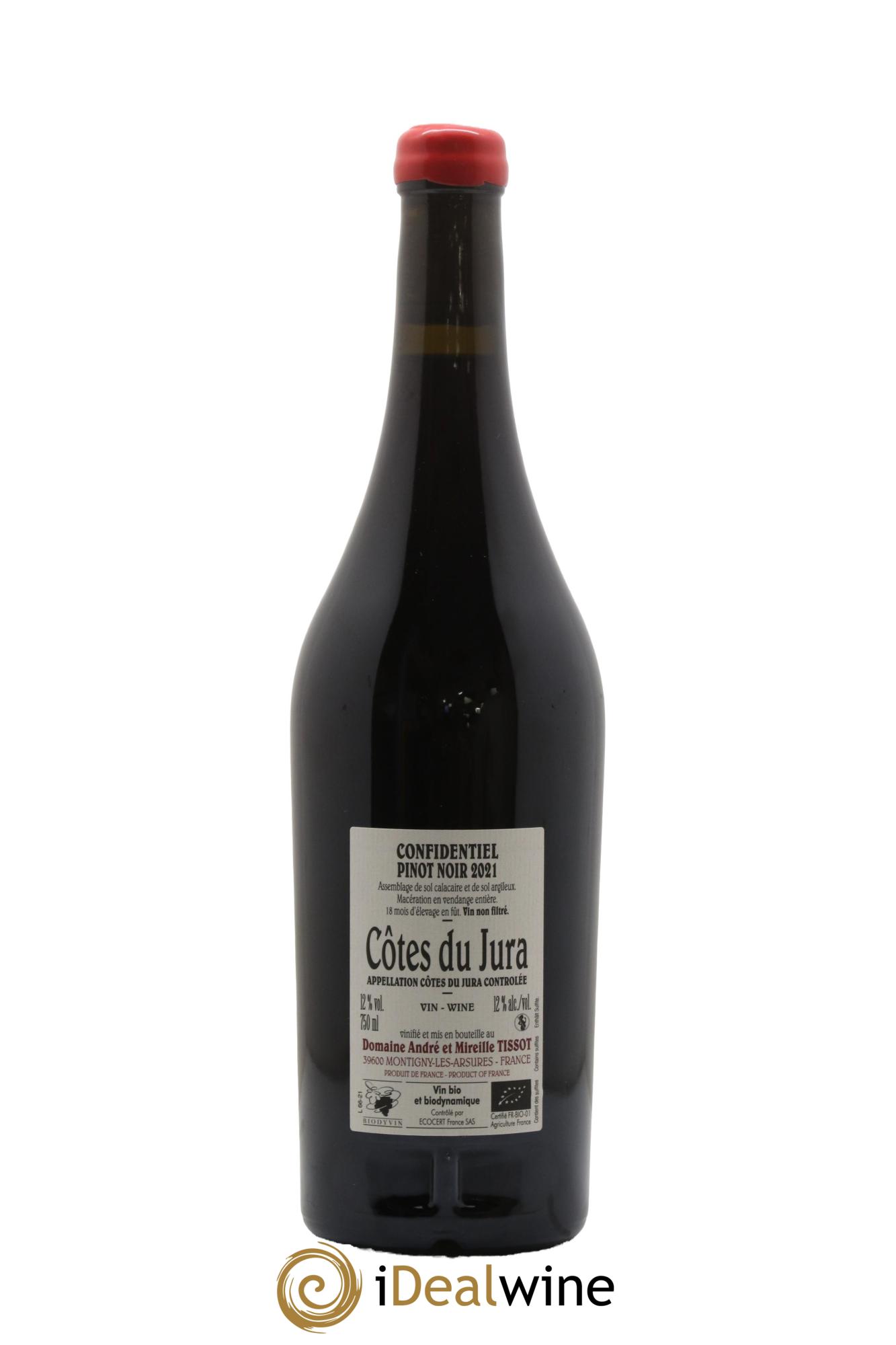 Côtes du Jura Pinot Noir Confidentiel Tissot 2021 - Lot de 1 bouteille - 1