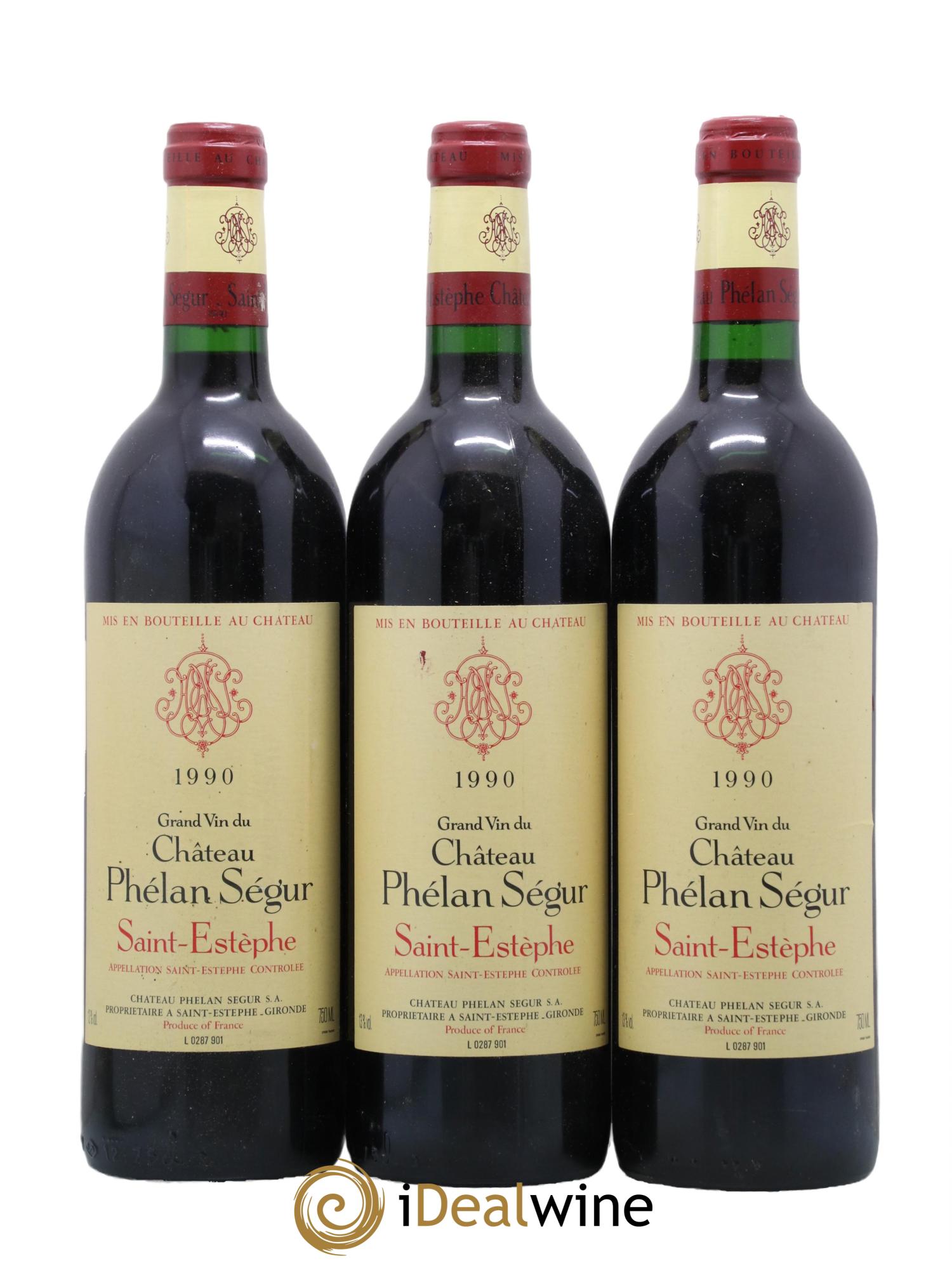 Château Phélan Ségur 1990 - Posten von 3 Flaschen - 0