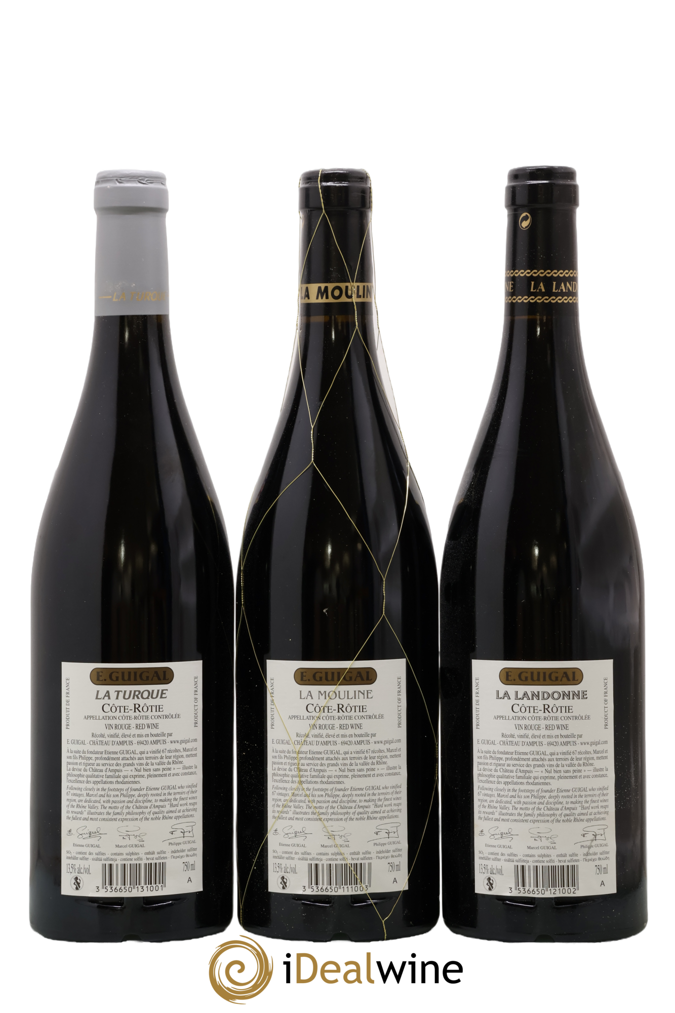 Côte-Rôtie Guigal Trilogie La Turque - La Landonne - La Mouline 2013 - Lot de 3 bouteilles - 1