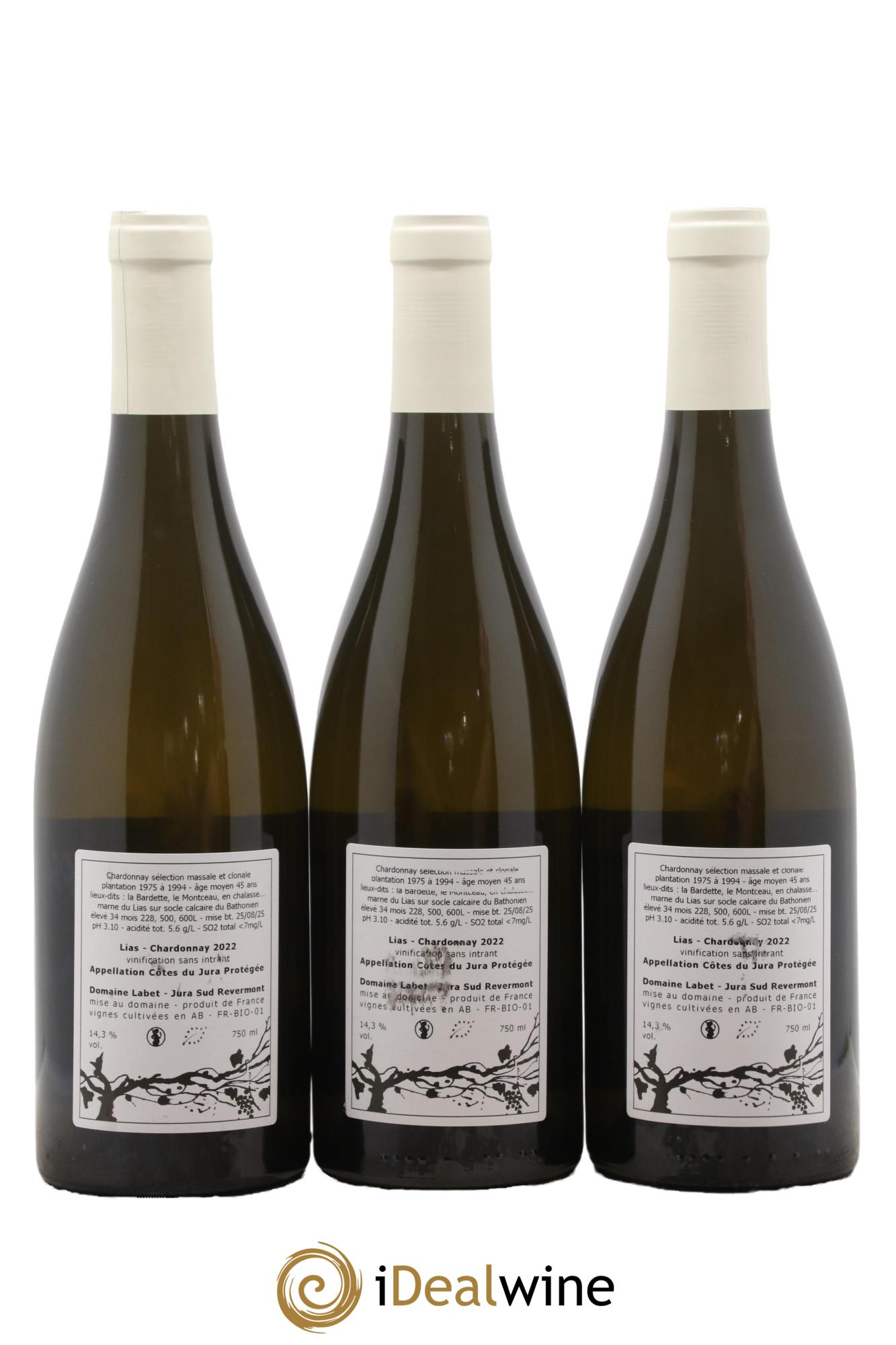 Côtes du Jura Chardonnay Lias Romain - Julien - Charline Labet 2022 - Posten von 3 Flaschen - 1