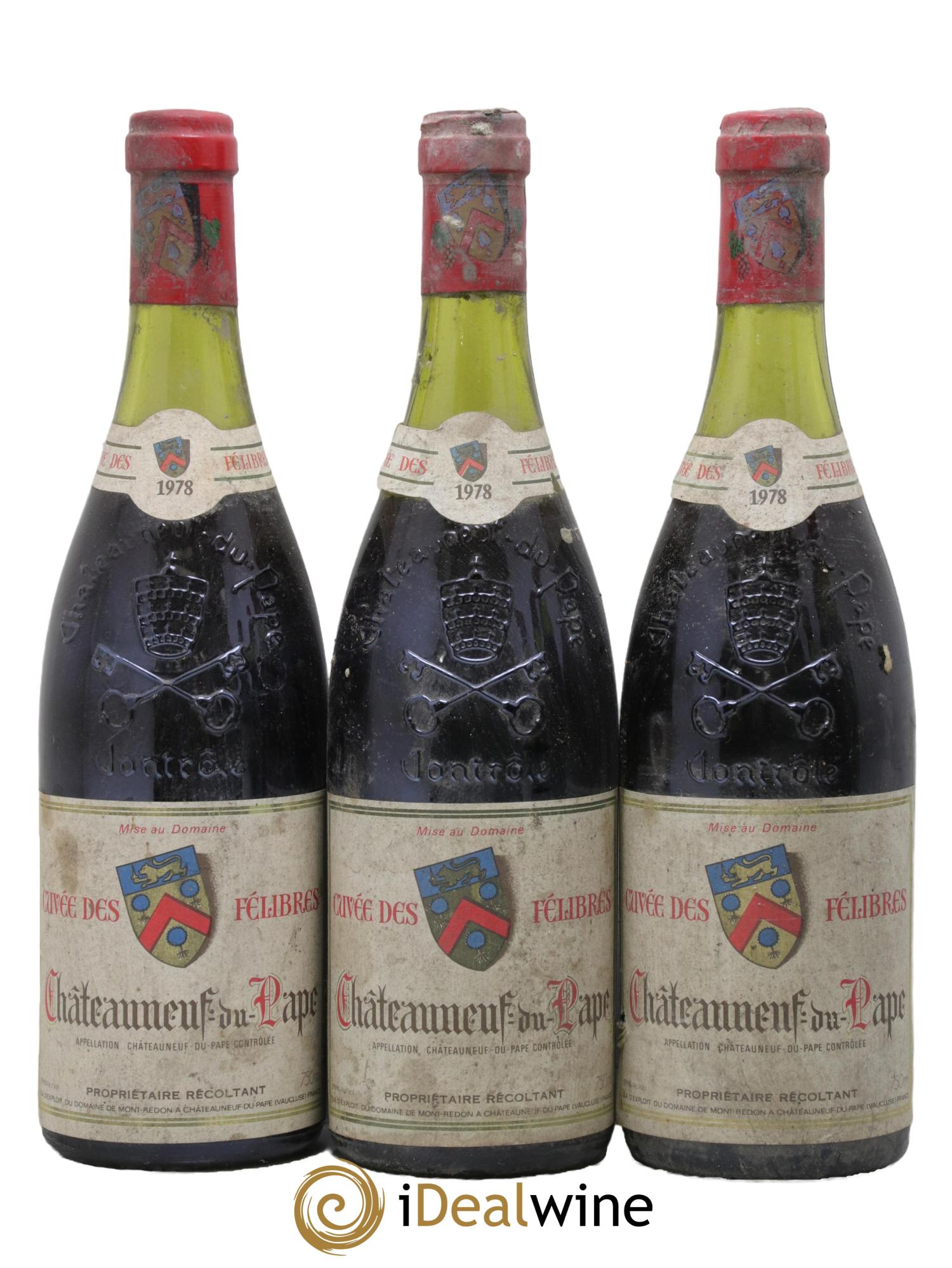 Châteauneuf-du-Pape Cuvée Des Félibres Chateau De Mont Redon 1978 - Lot de 3 bouteilles - 0
